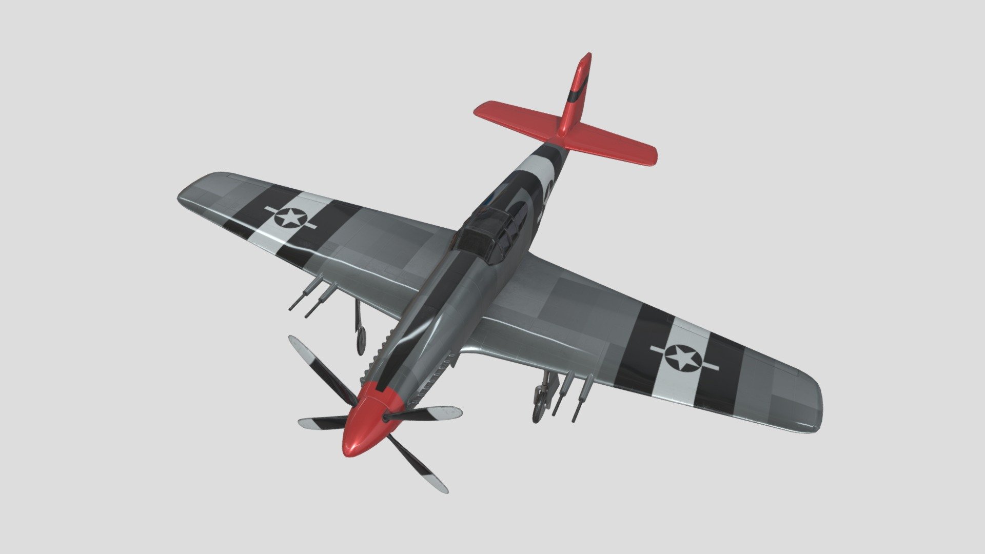 American fighter P-51B during World War II 3d model