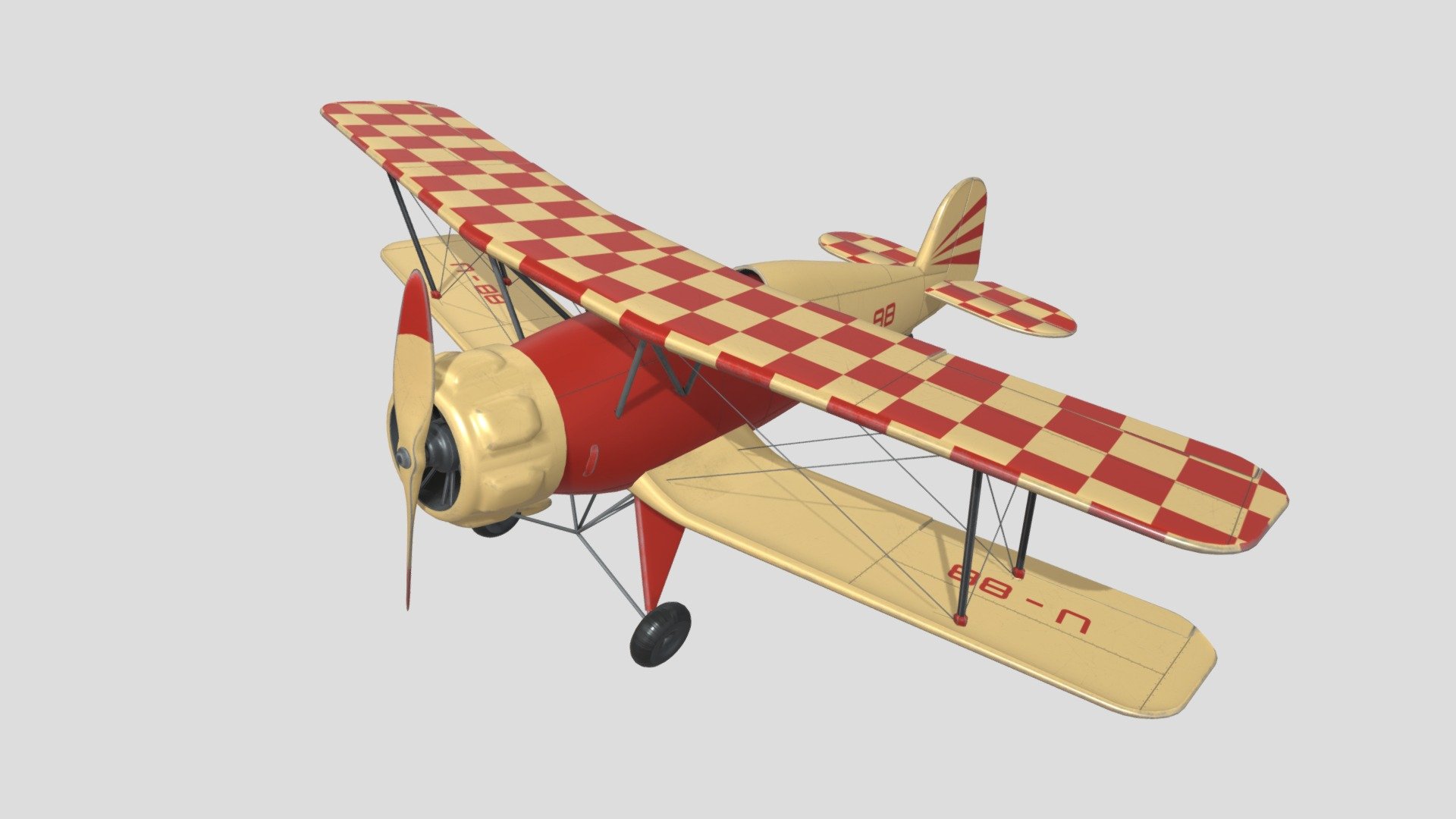 Biplane civil aircraft Bucker Bu 133 3d model