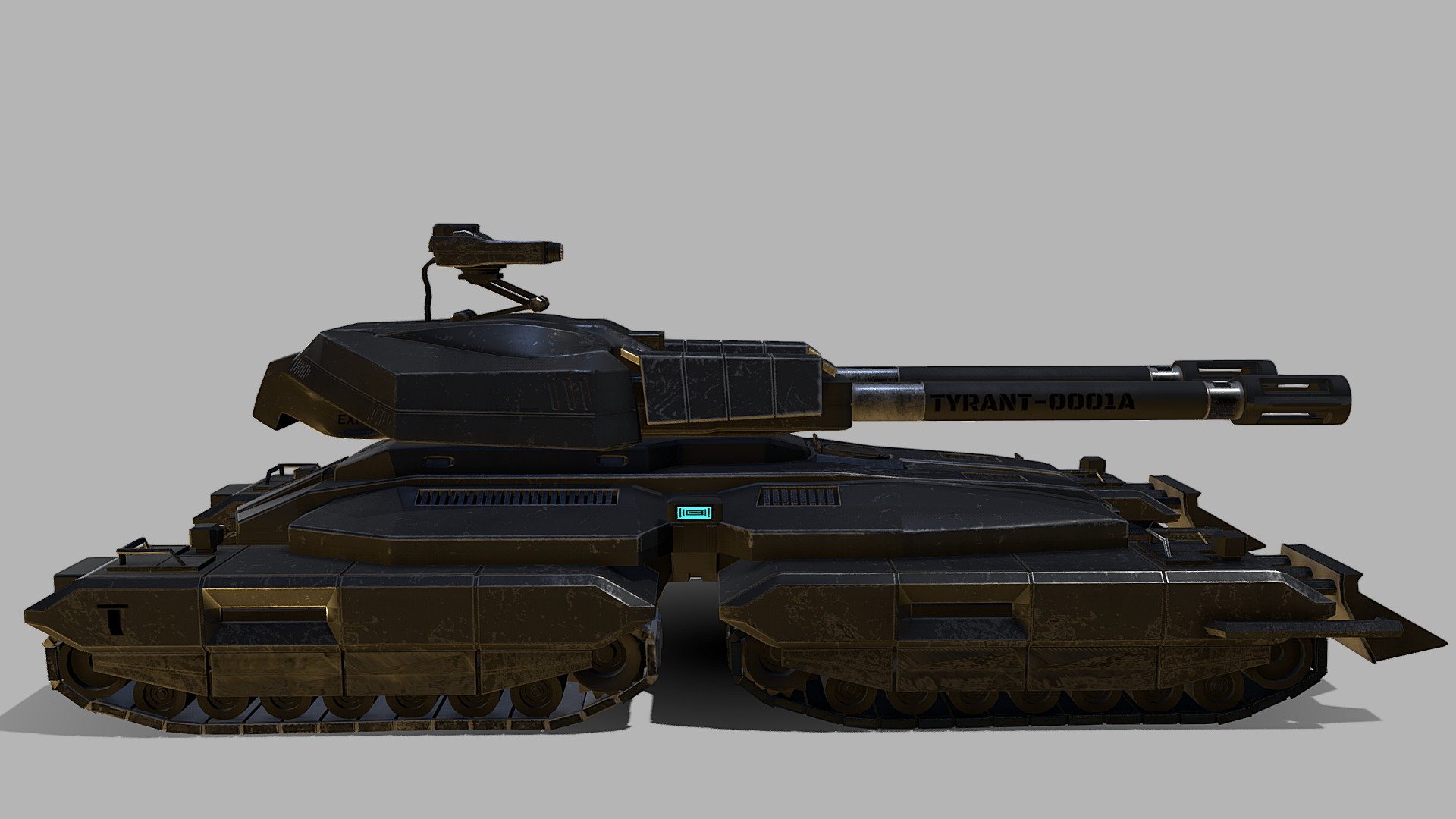 Double-Barrel Sci-Fi Heavy Tank 3d model