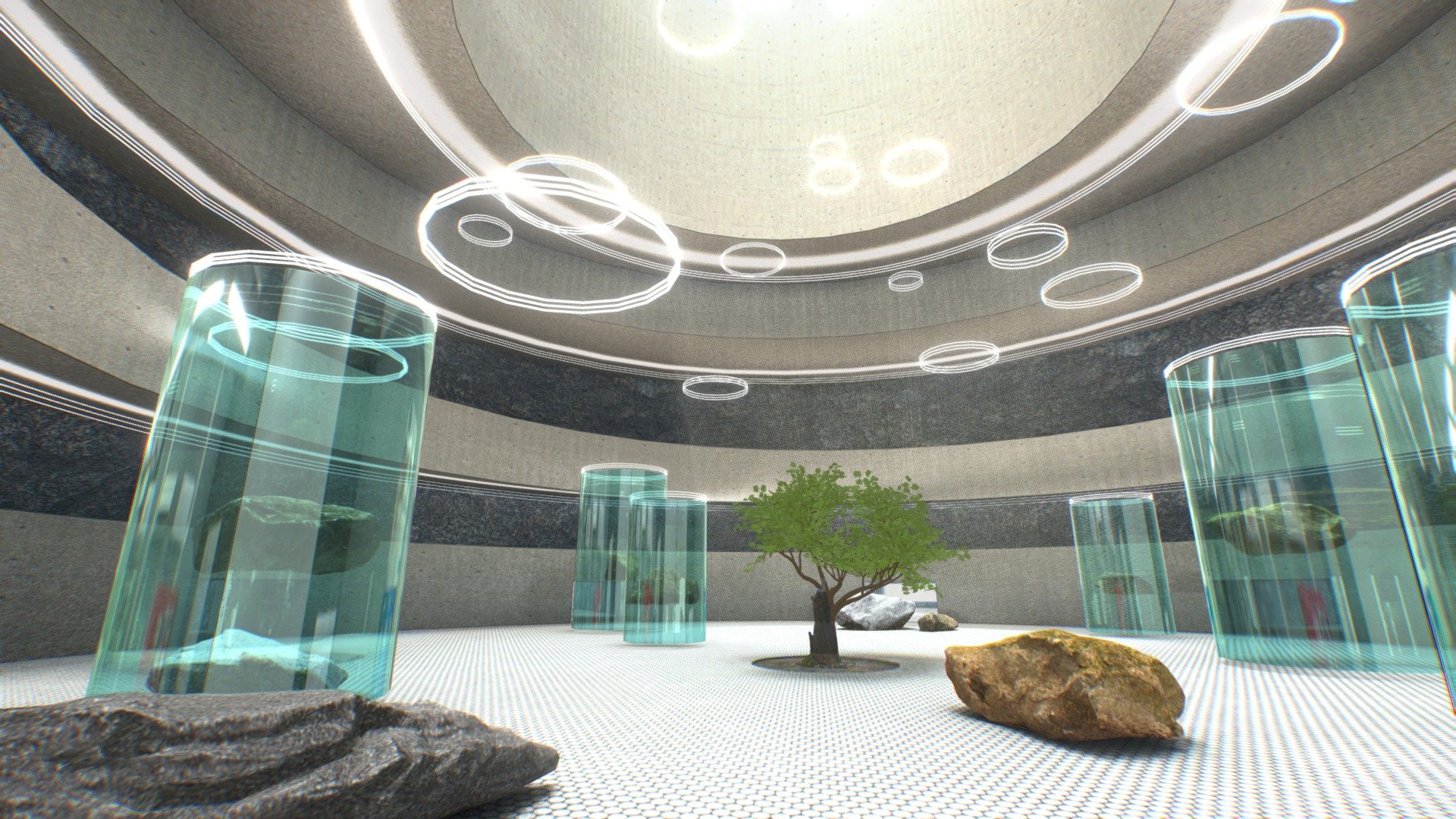 G0009 Virtual-Reality Art Gallery Circles 3d model