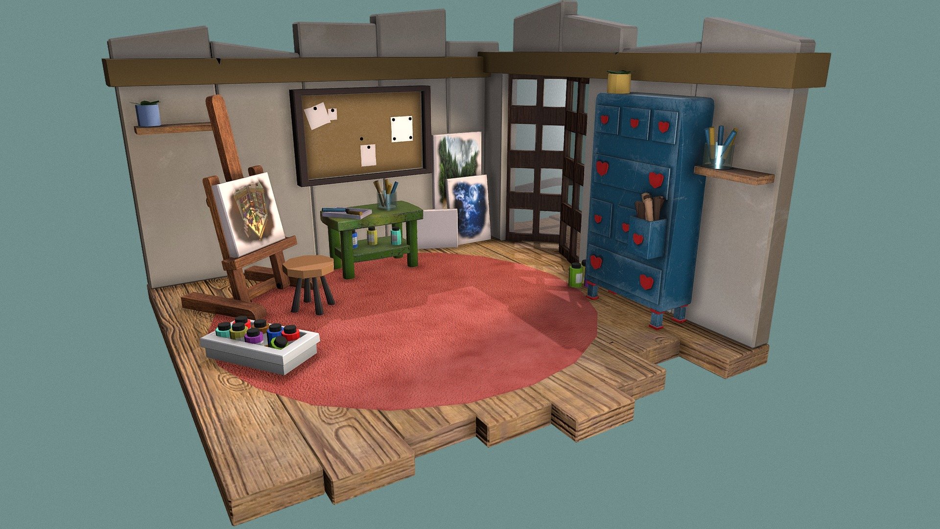 Artists Room  Комната Художника 3d model