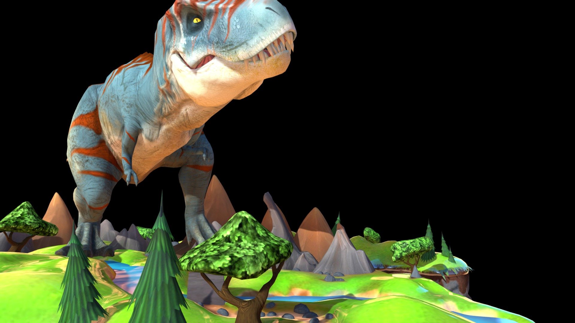 Diorama TREX rigged free 3d model