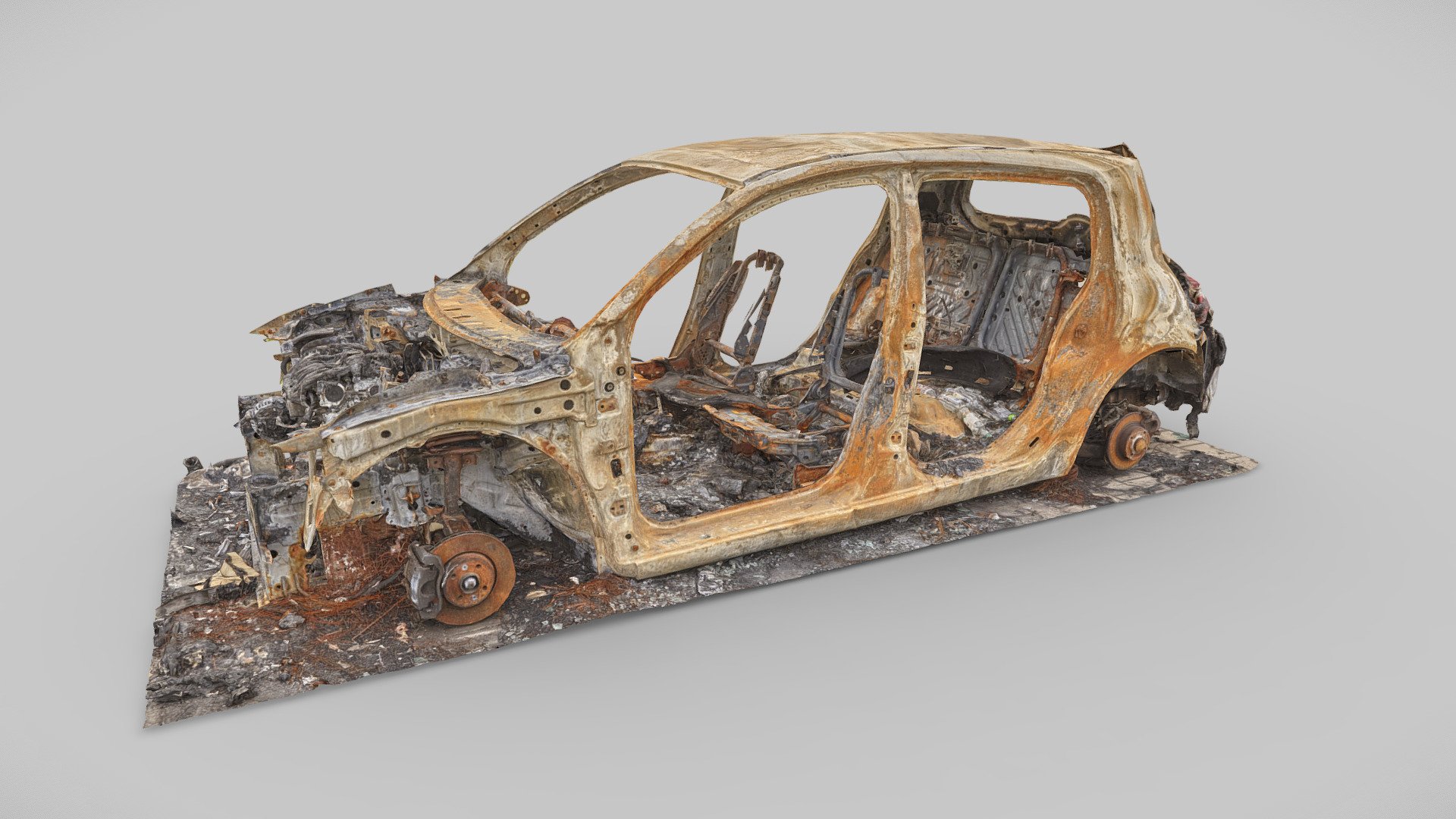 Burned Car Wreck 3d model