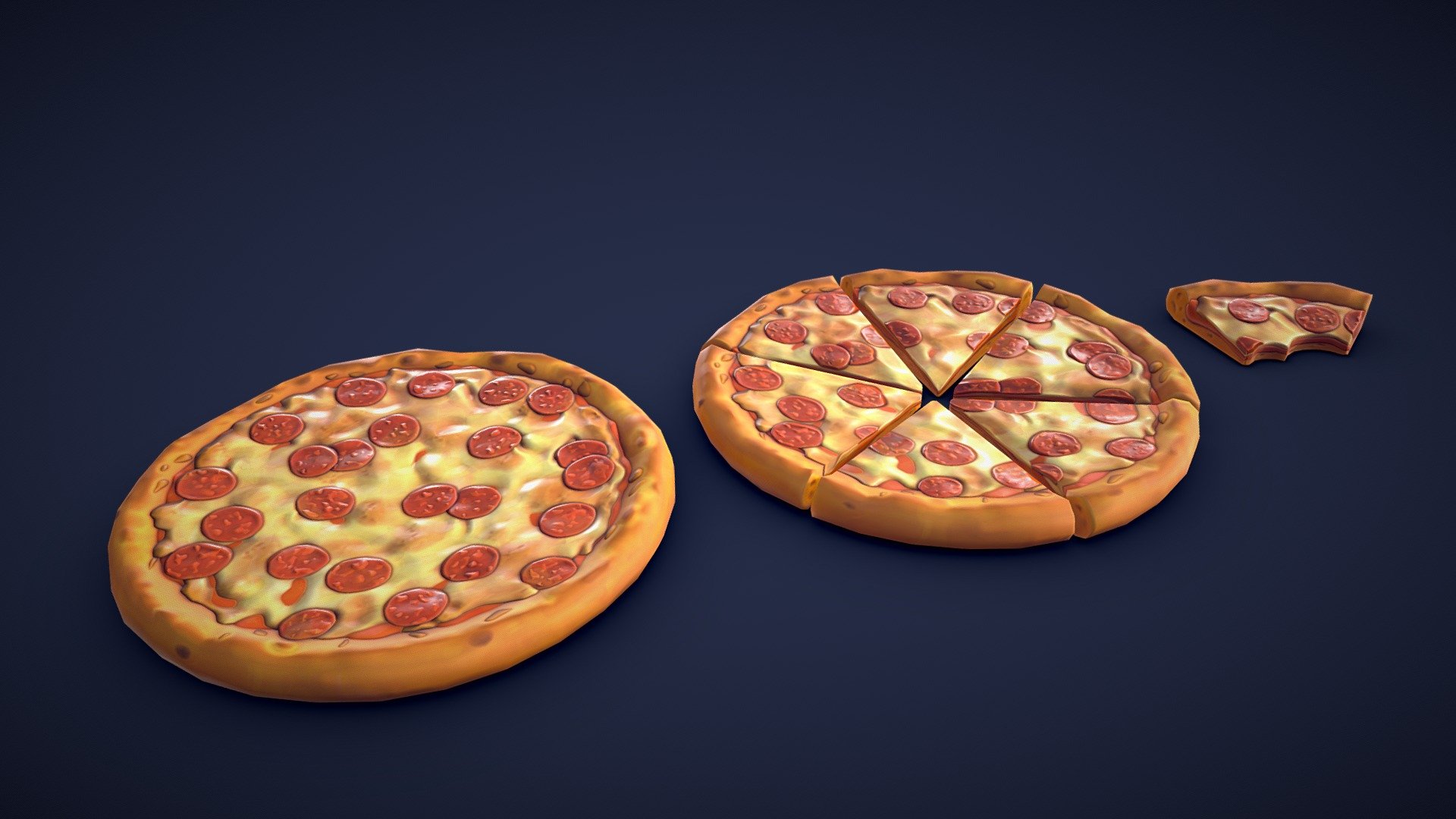 Stylized Pepperoni Pizza 3d model