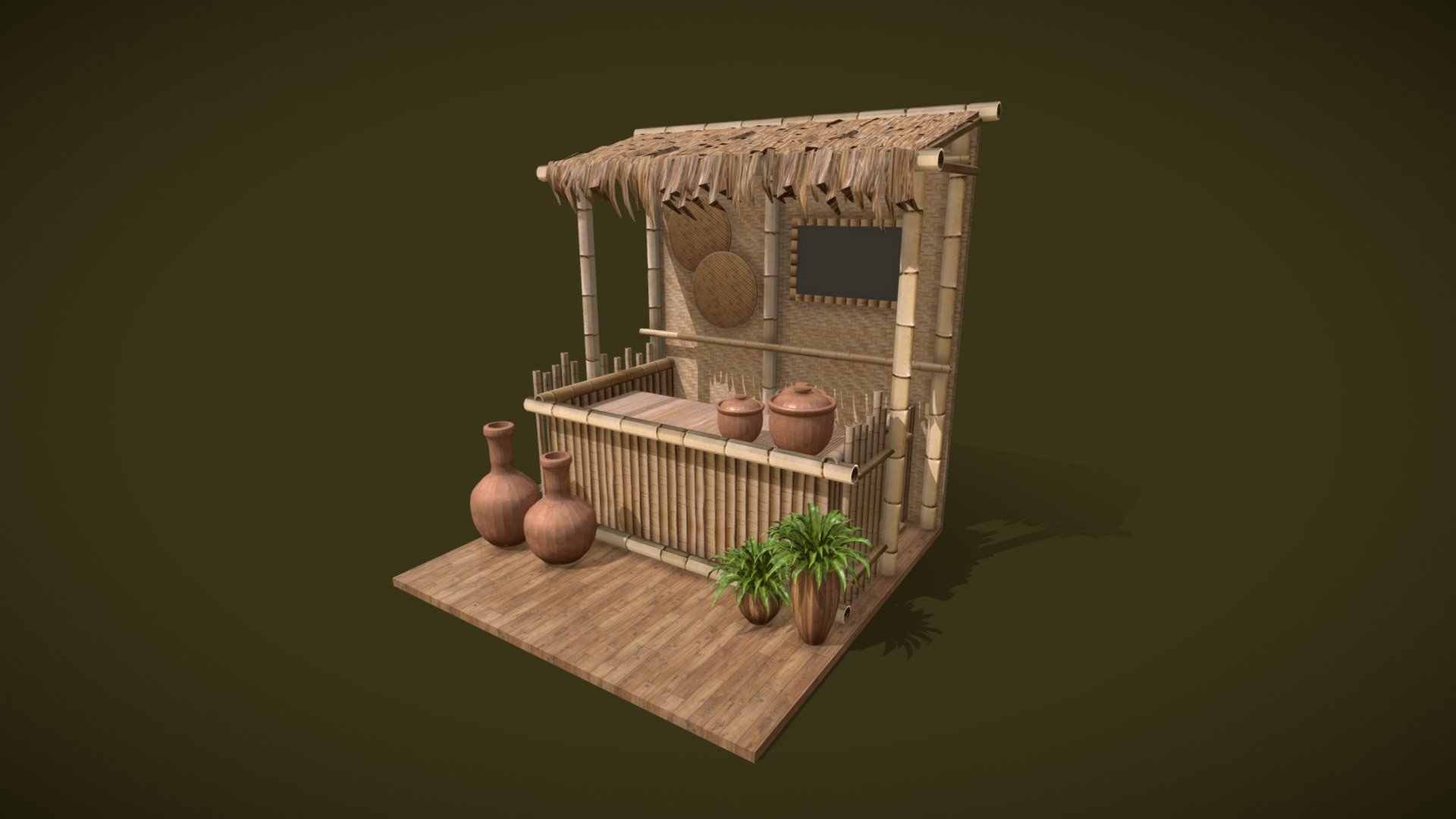 Bamboo Booth 3d model