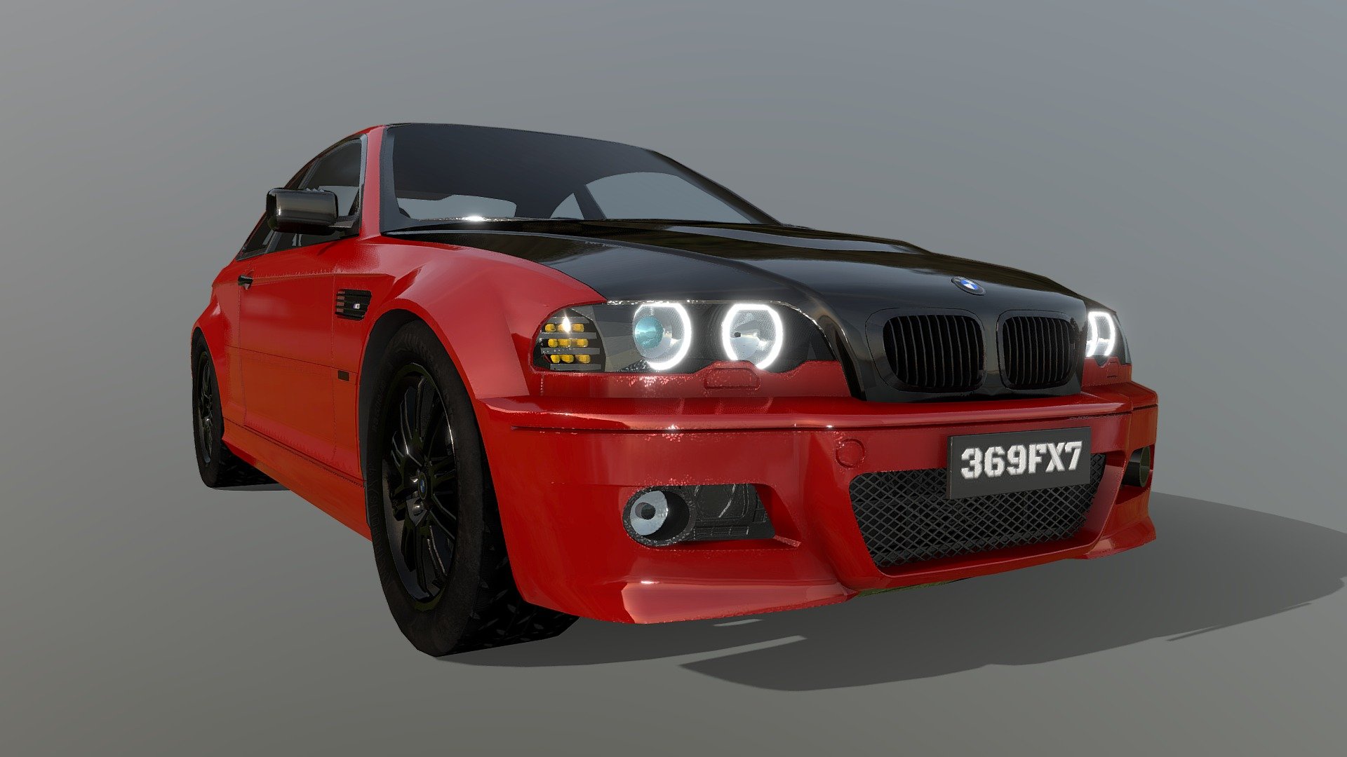 BMW E46 M3 RedBlack Sports Car 3d model