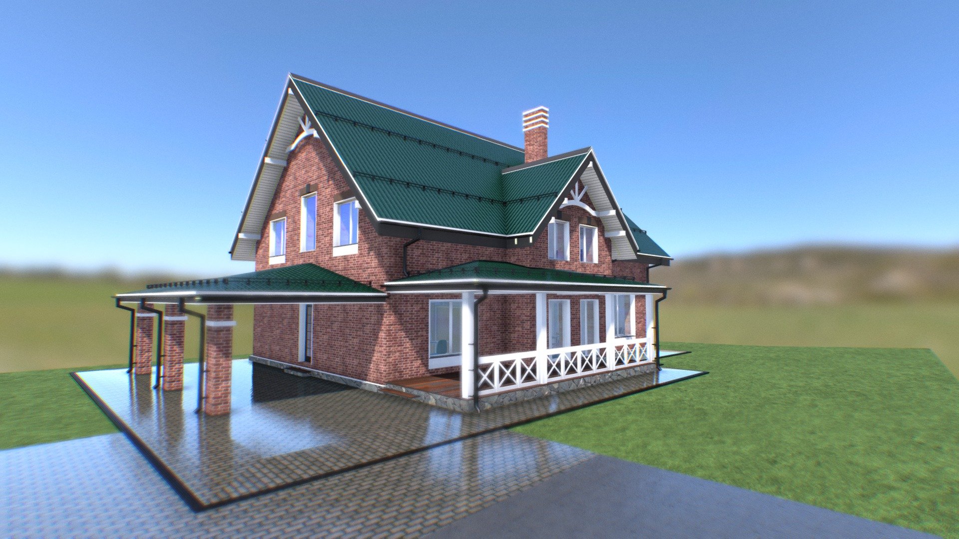 English modern 2 level house 3d model