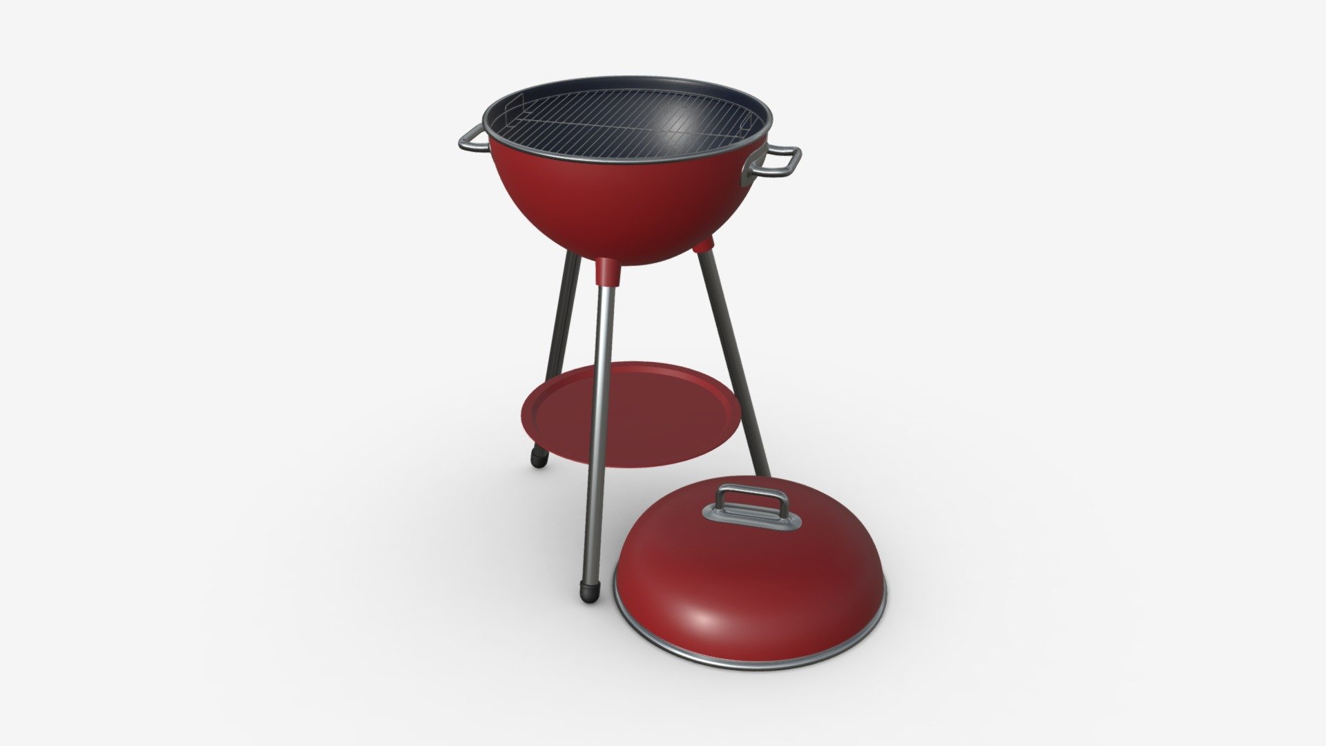 Charcoal kettle grill bbq and lid 3d model