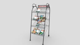 Magazine Display Rack with 4k pbr textures