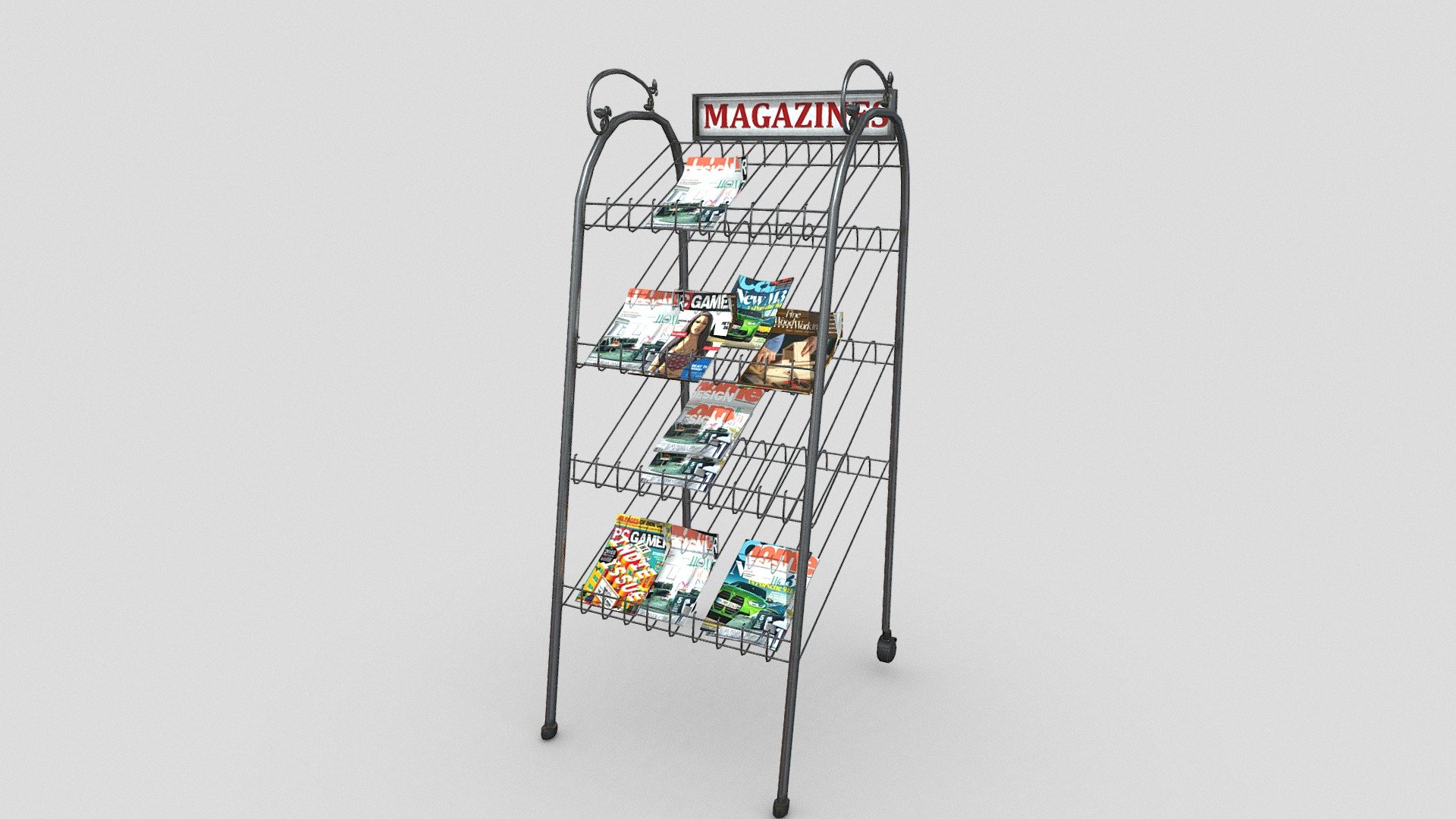 Magazine Display Rack with 4k pbr textures 3d model