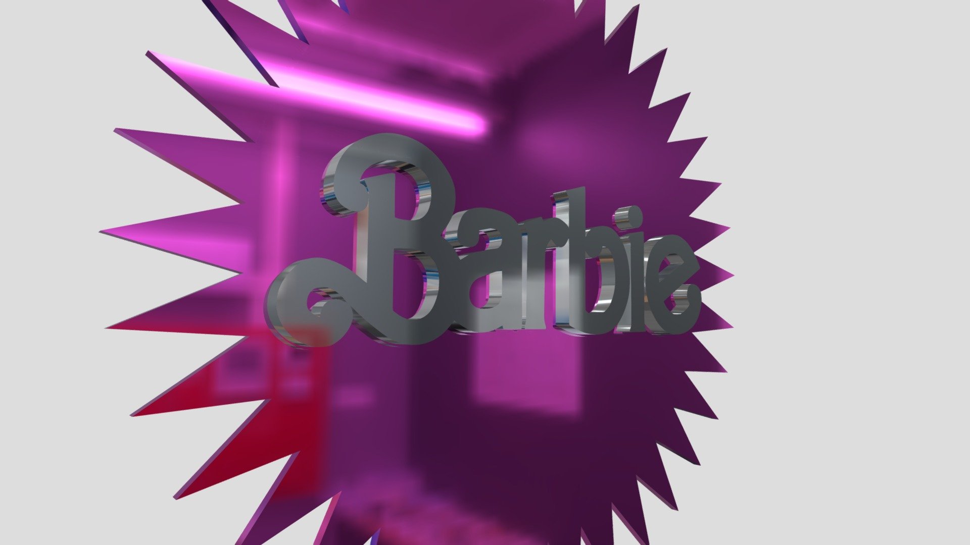 Barbie logo 3d metalized 3d model