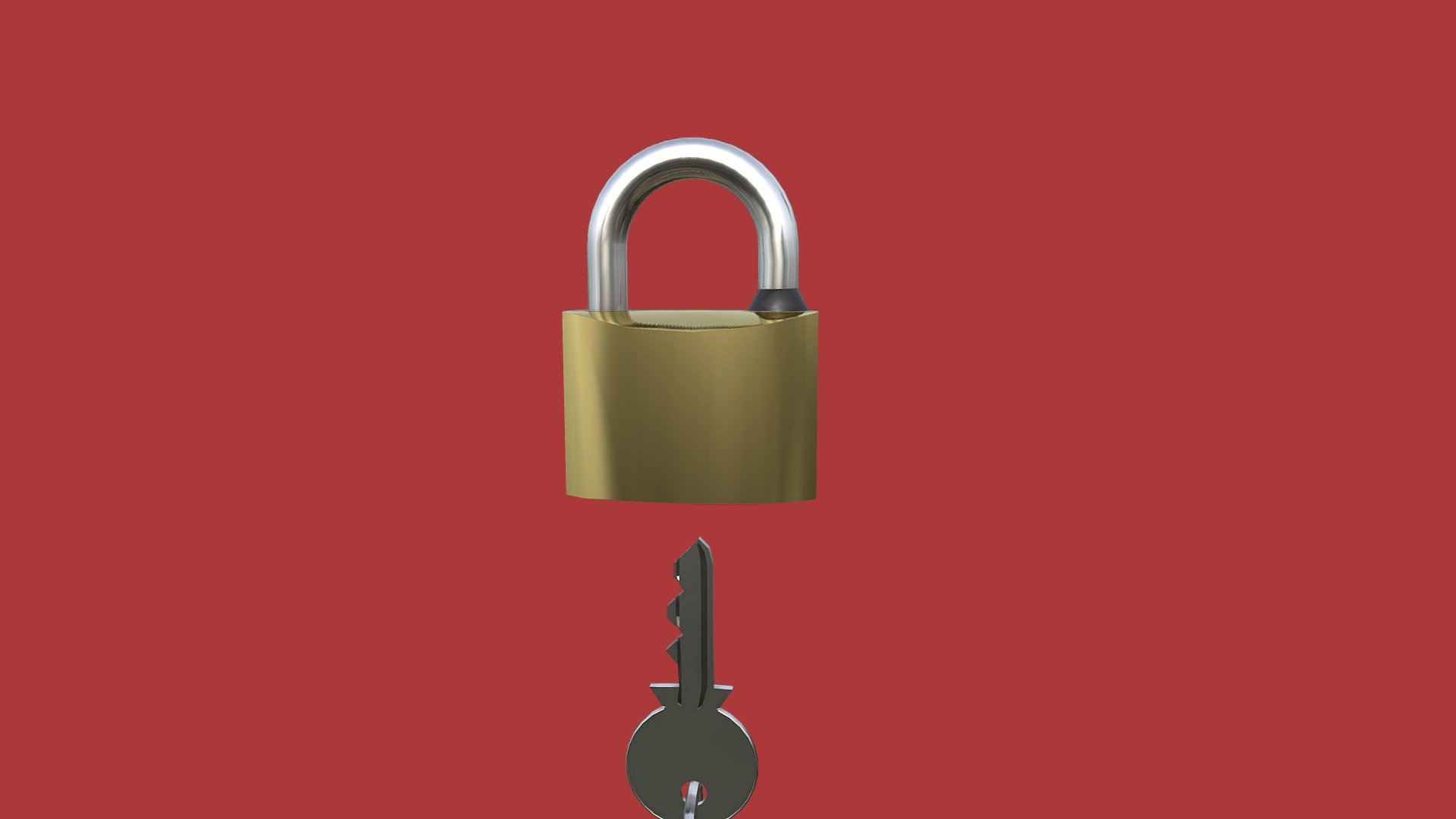 Padlock with key 3d model