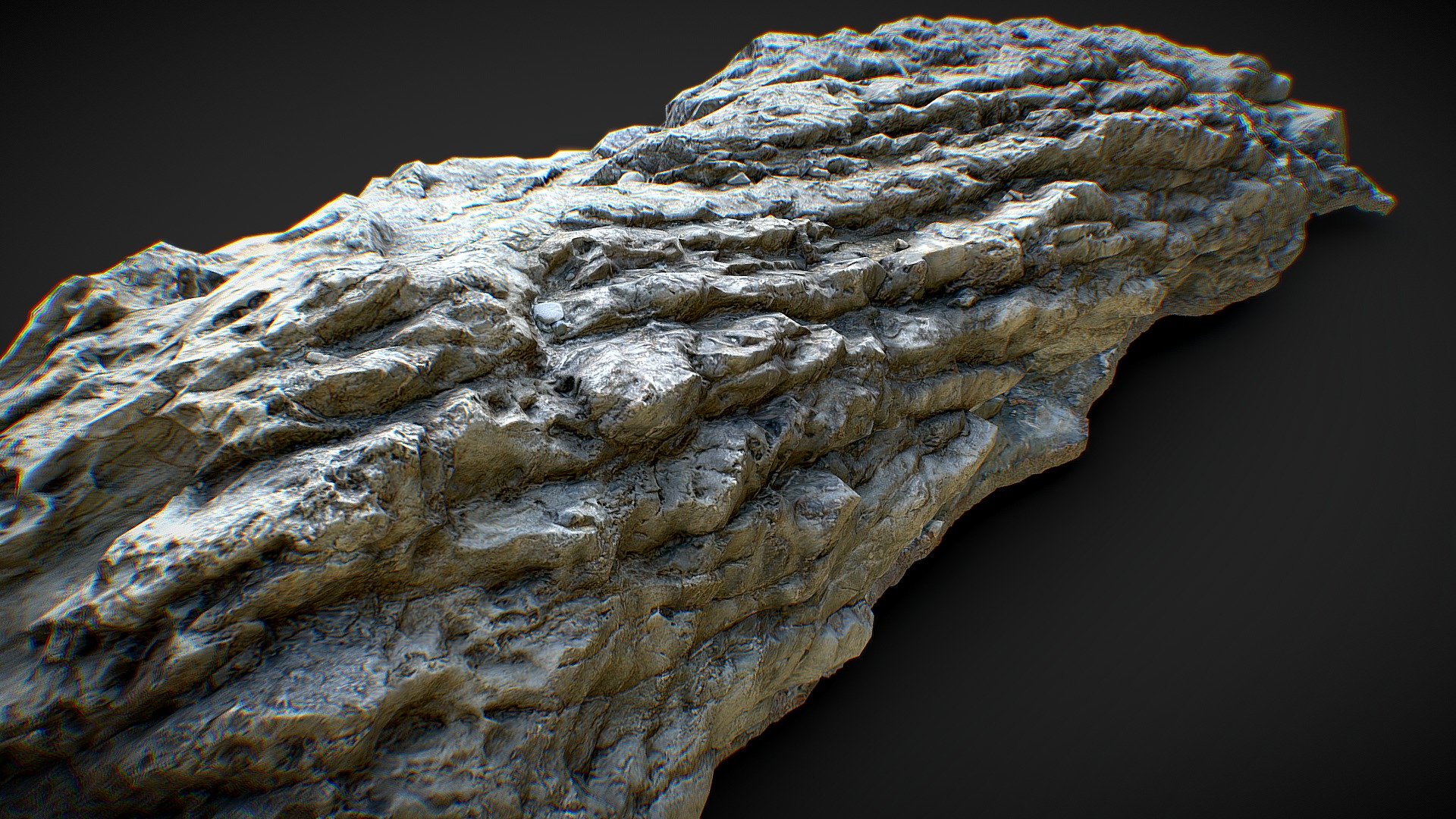 Gray photoscanned rock 3 3d model