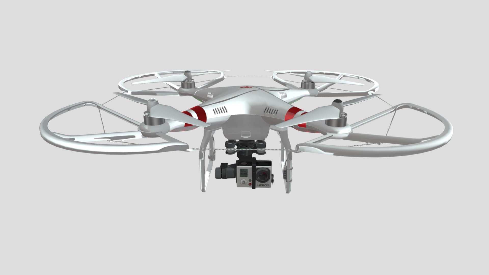 DJI Phantom 2四旋翼无人飞机（配备 Go Pro HERO3运动相机） 3d model