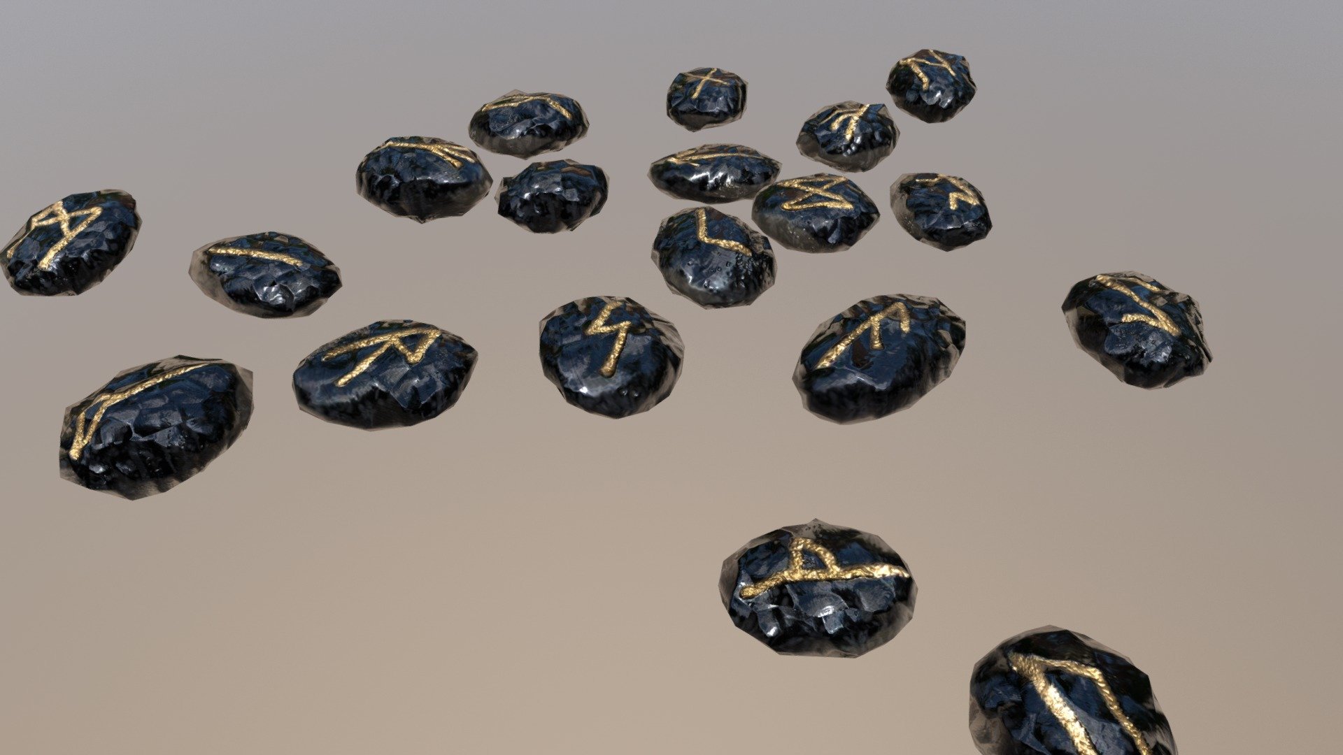 Obsidian Rune Stones 3d model