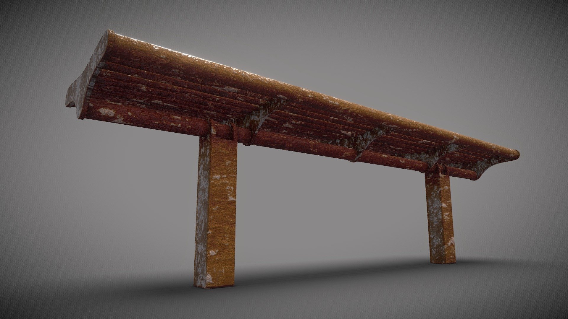 Bench [5] (Low-Poly) (Rusted Version) 3d model