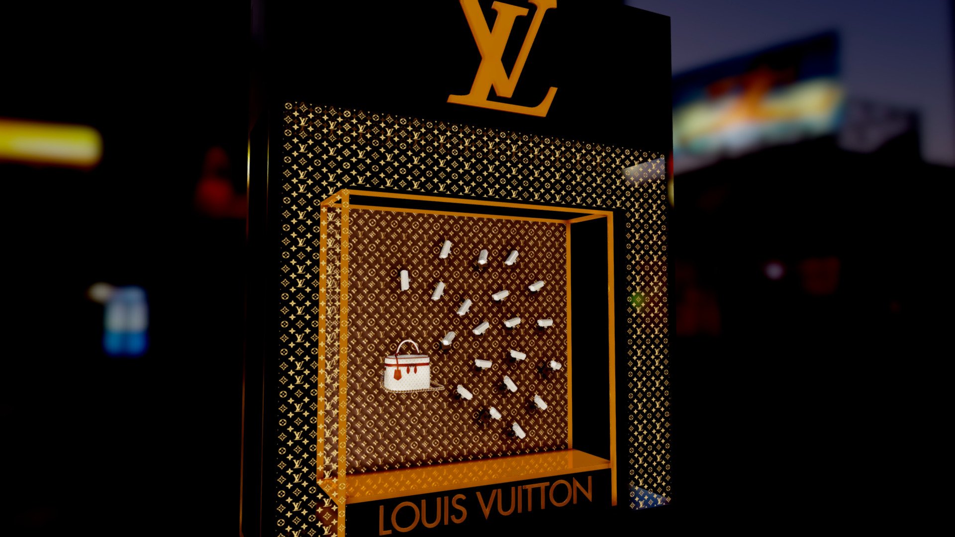 Louis Vuitton window display (animated) 3d model