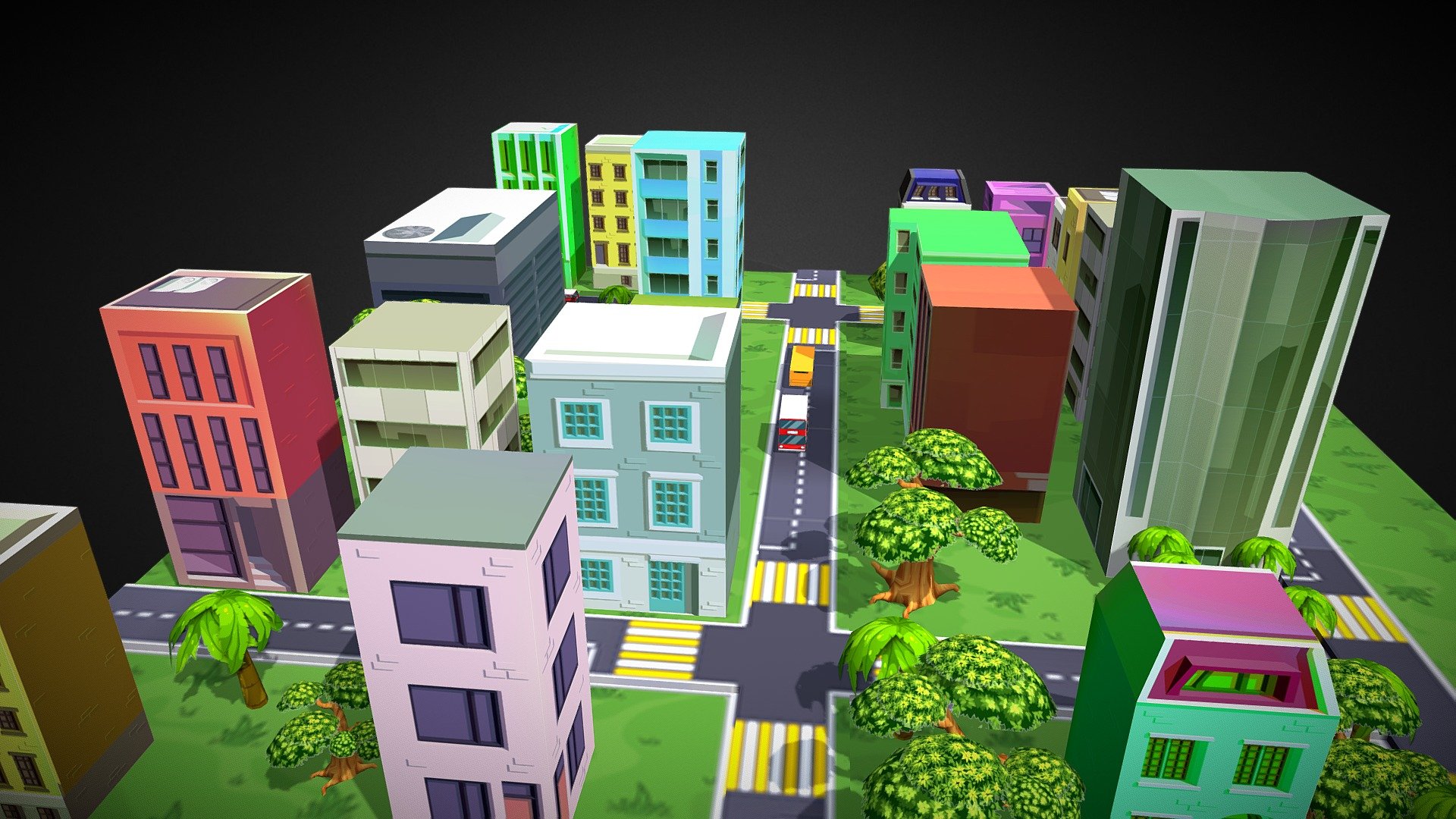 Low Poly City 3d model