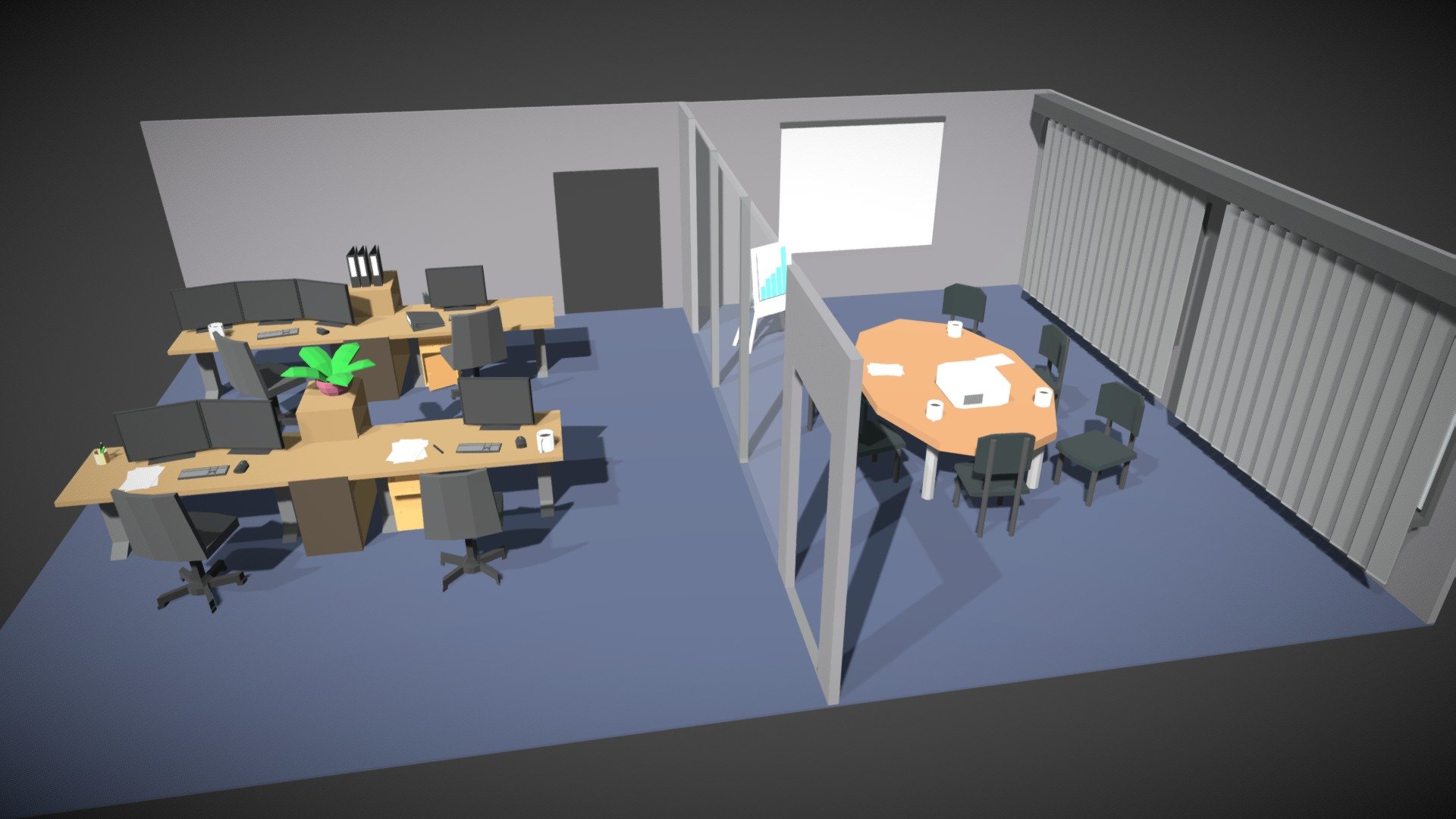 Lowpoly Office Scene 3d model