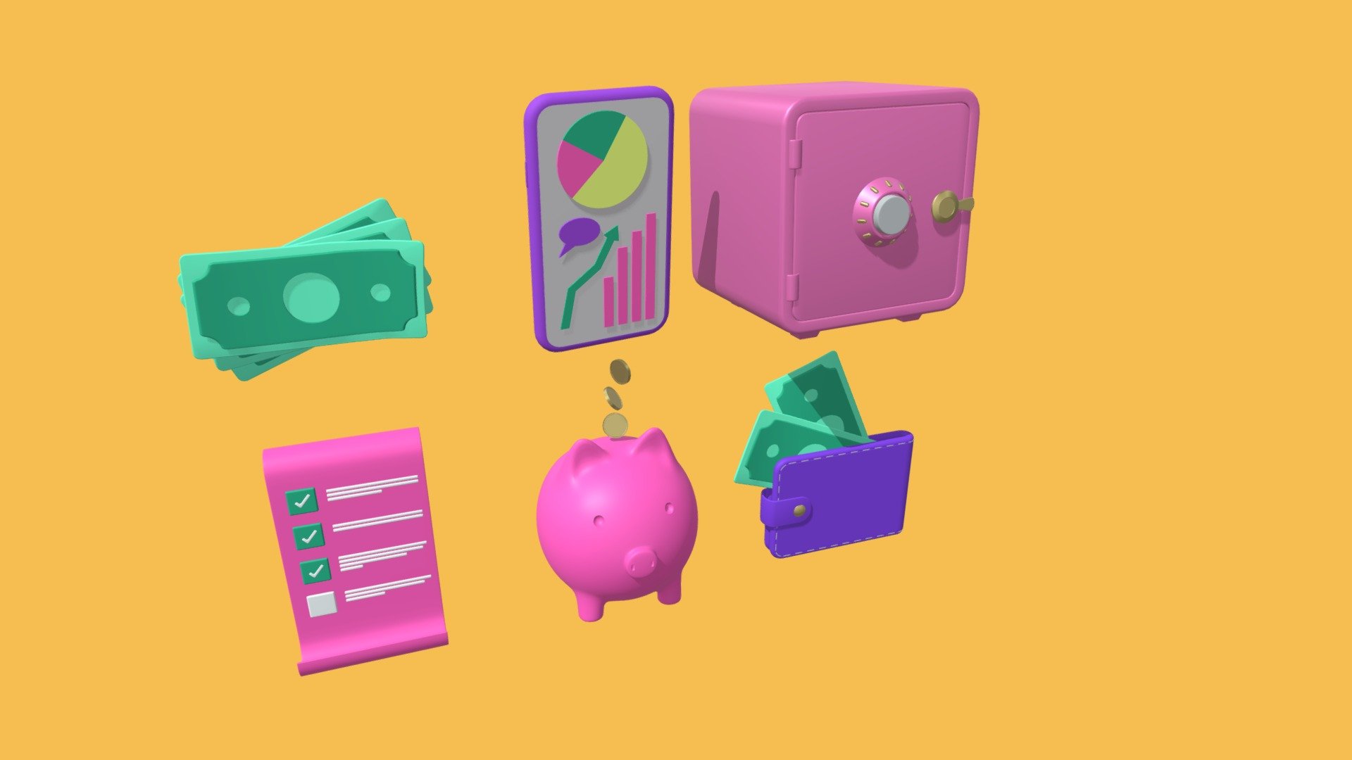 Icons Finance Money 3d model