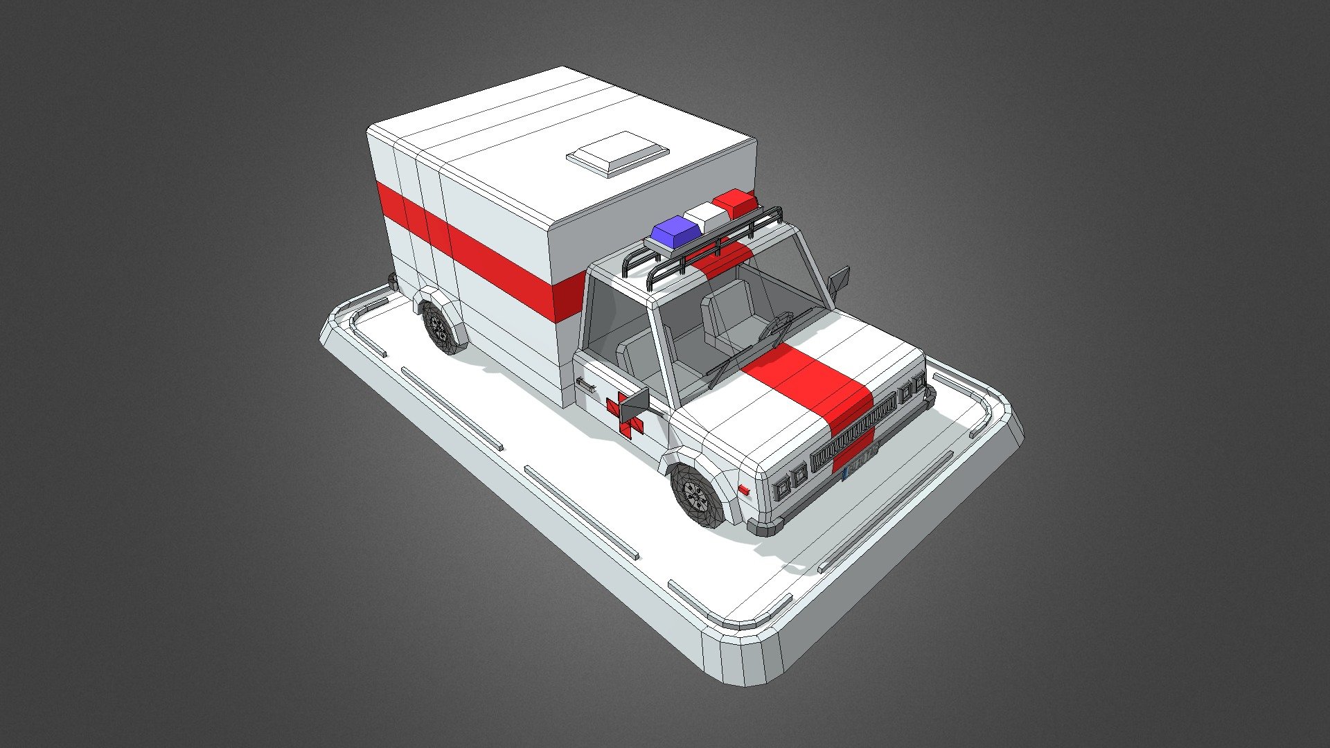 Cartoon Low Poly Ambulance Car 3d model