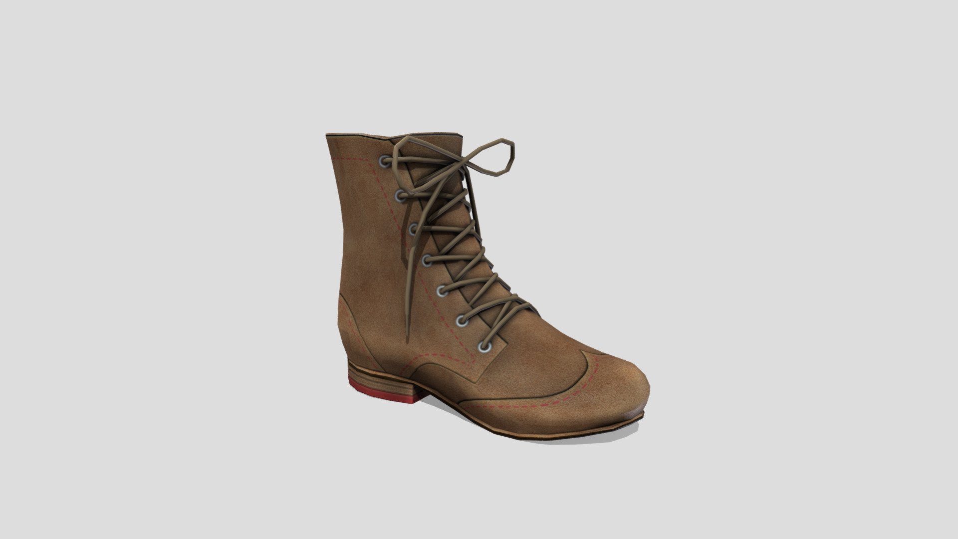 Brown Casual Worn Short Boots 3d model