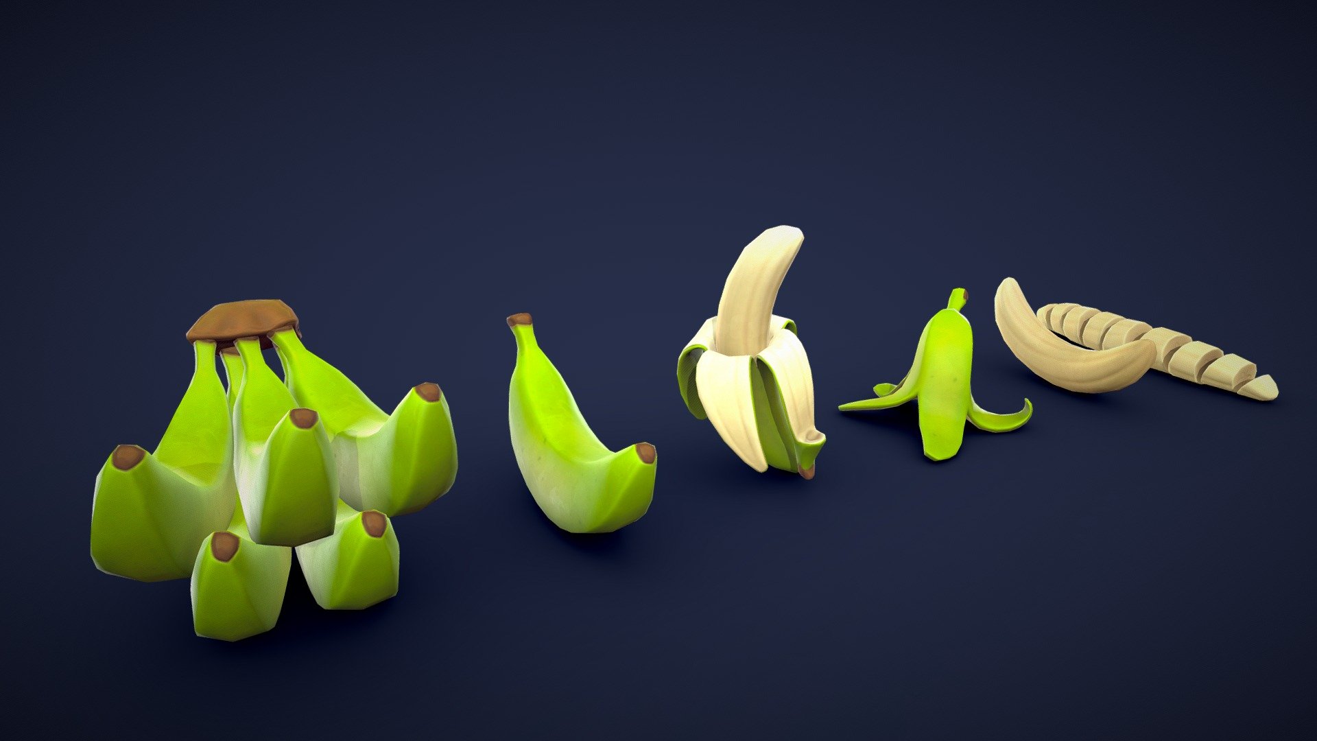 Stylized Banana Underripe 3d model