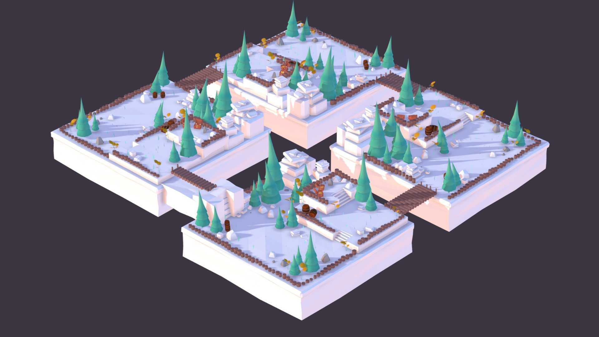 Cartoon Low Poly Forest Level 3d model