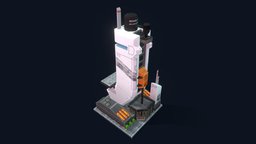 Sci-Fi Low Poly Skyscraper