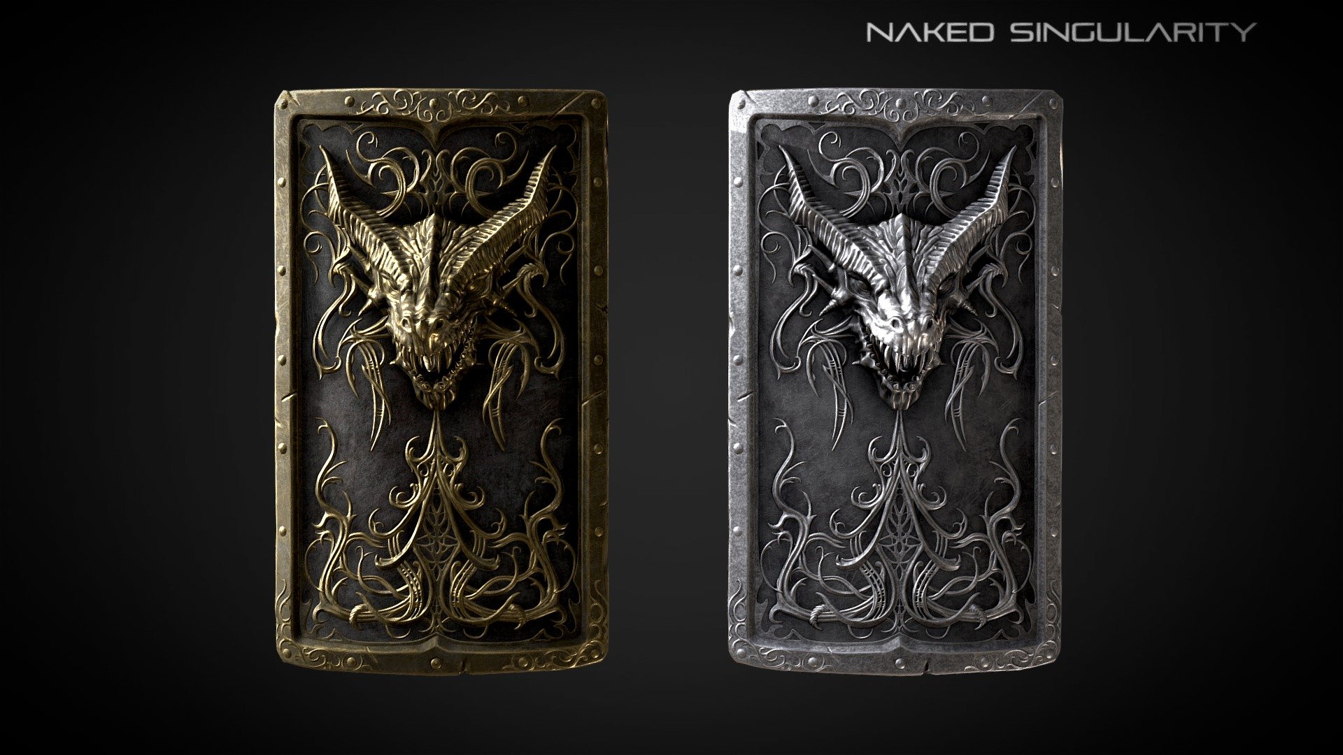 Dragon tower shield | Dark fantasy weapon 3d model