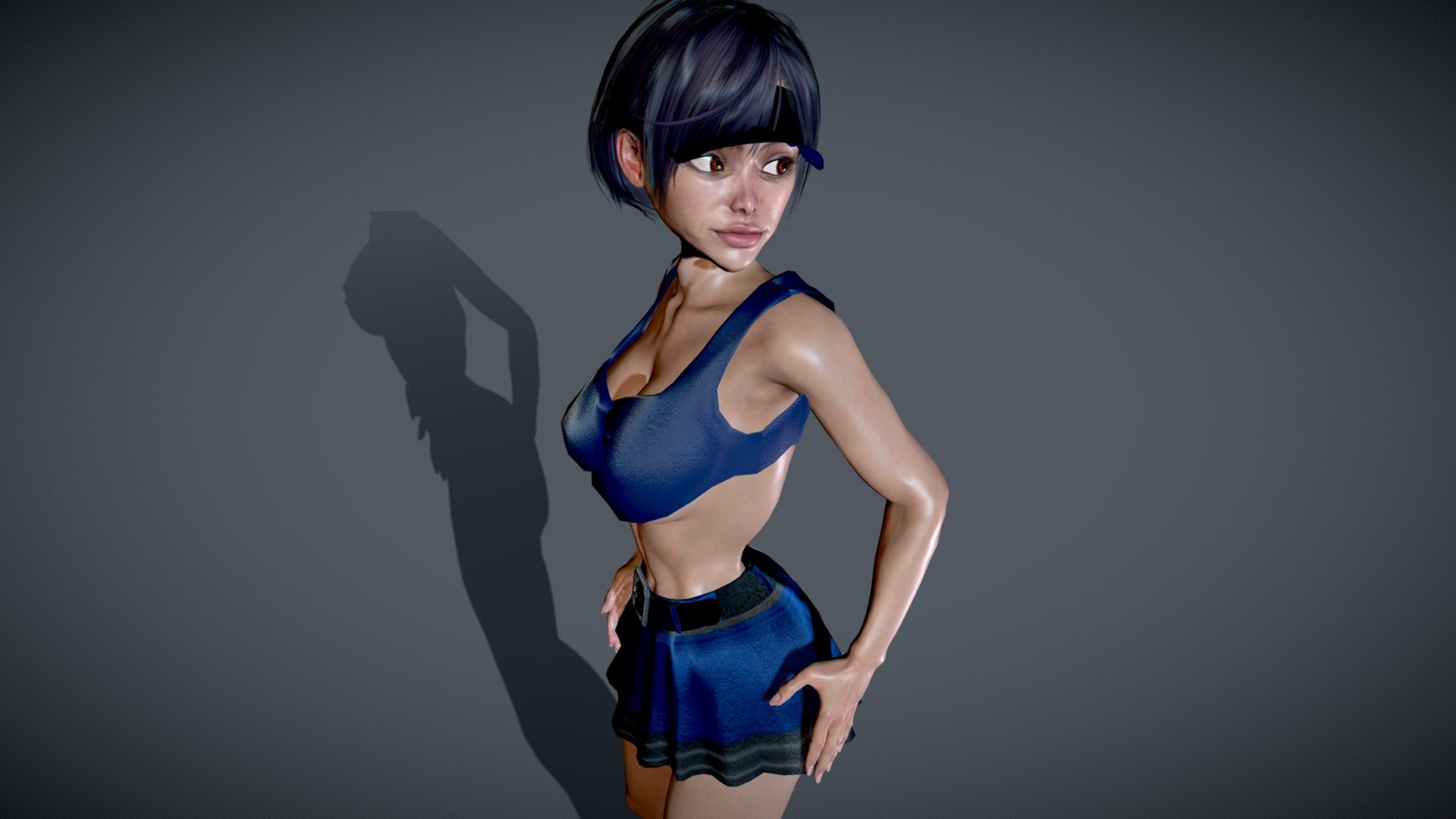 Cute Asian Female Taunting Gesture 3d model