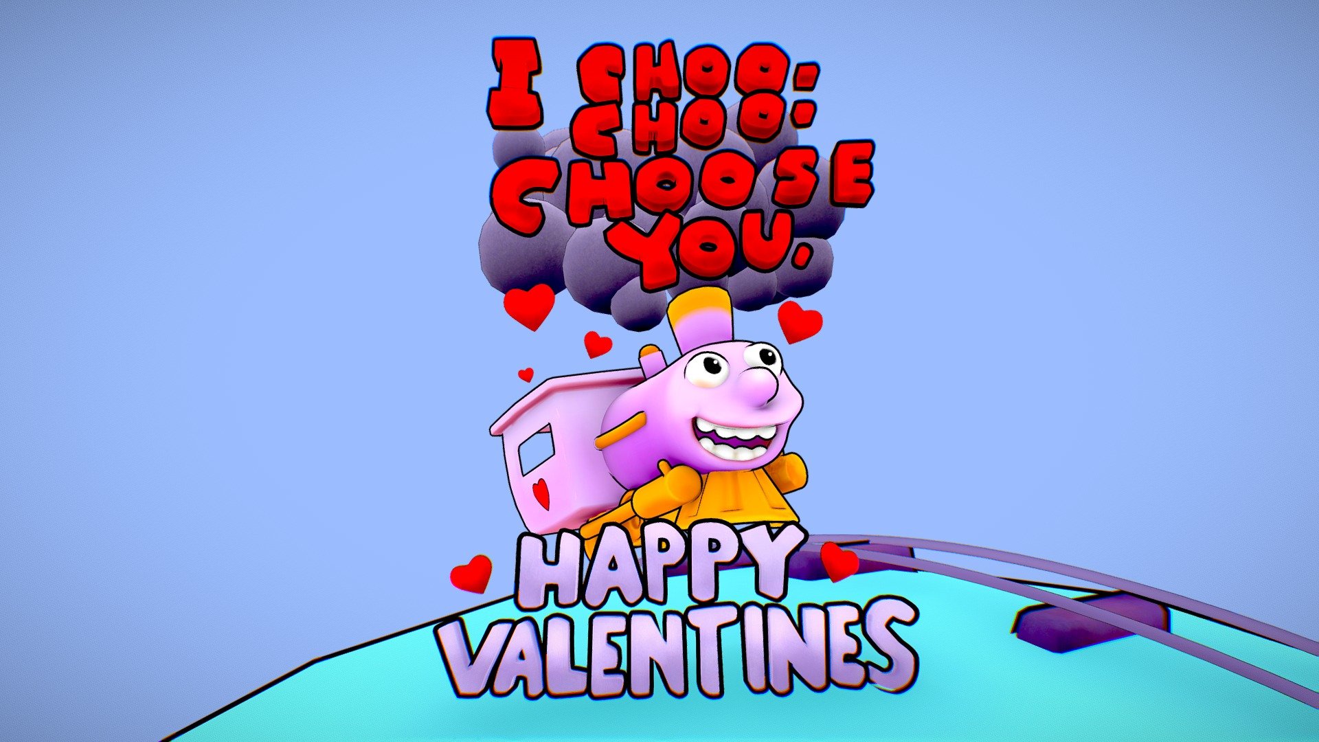 I choo choo choose you. Valentines Day card 3d model