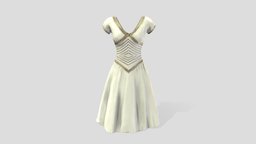 Female Short Sleeve A Line Skirt Dart Dress