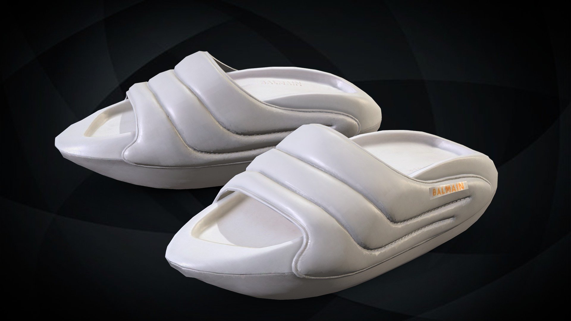 BALMAIN white leather fashion summer slipper 3d model