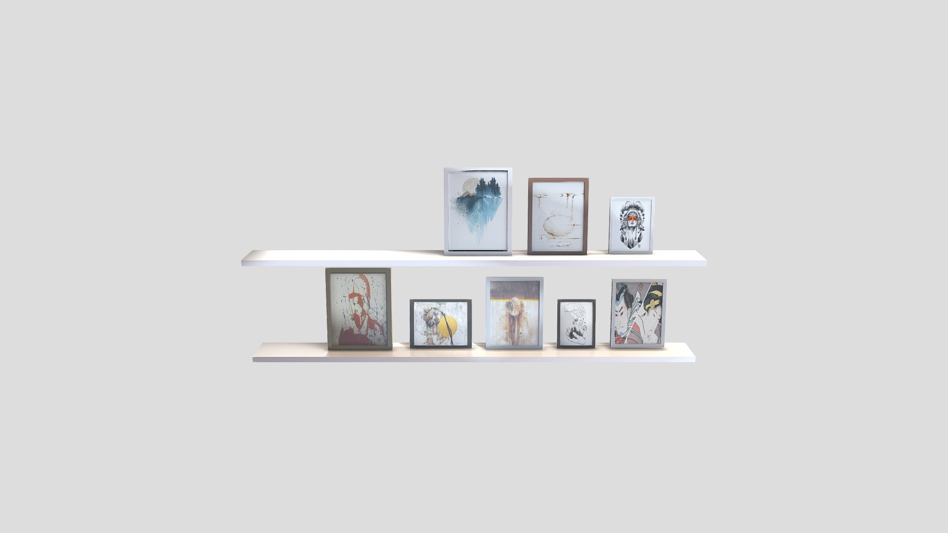 Modern Wall Shelves With Frames 3d model