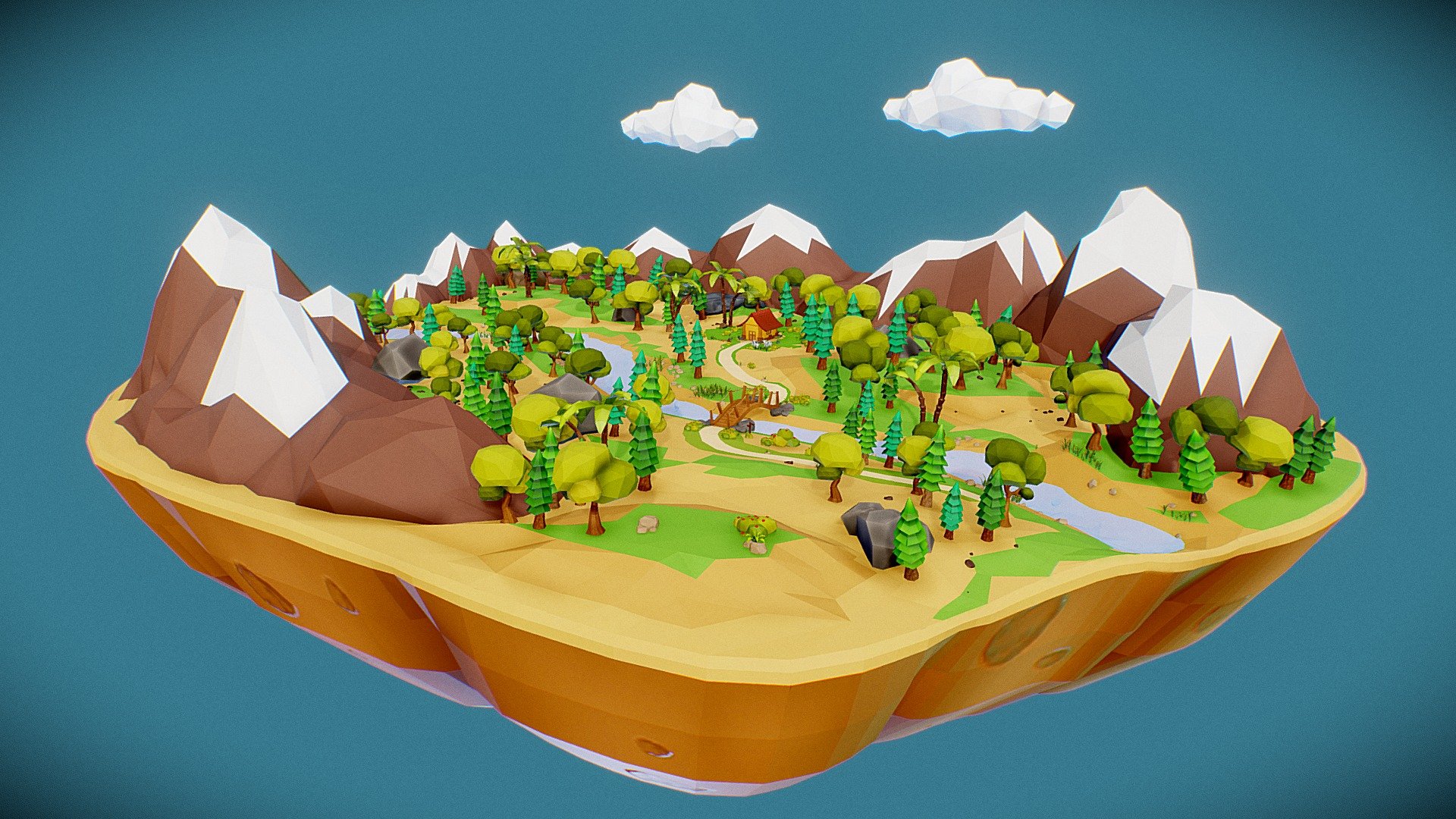 Low-poly Landscape Model 3d model