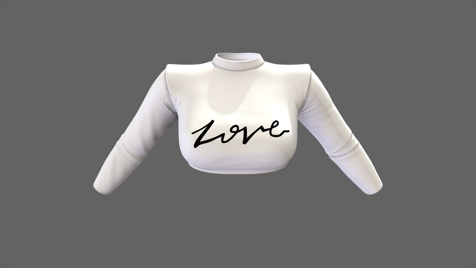 Female Long Sleeves Crop Sweater 3d model