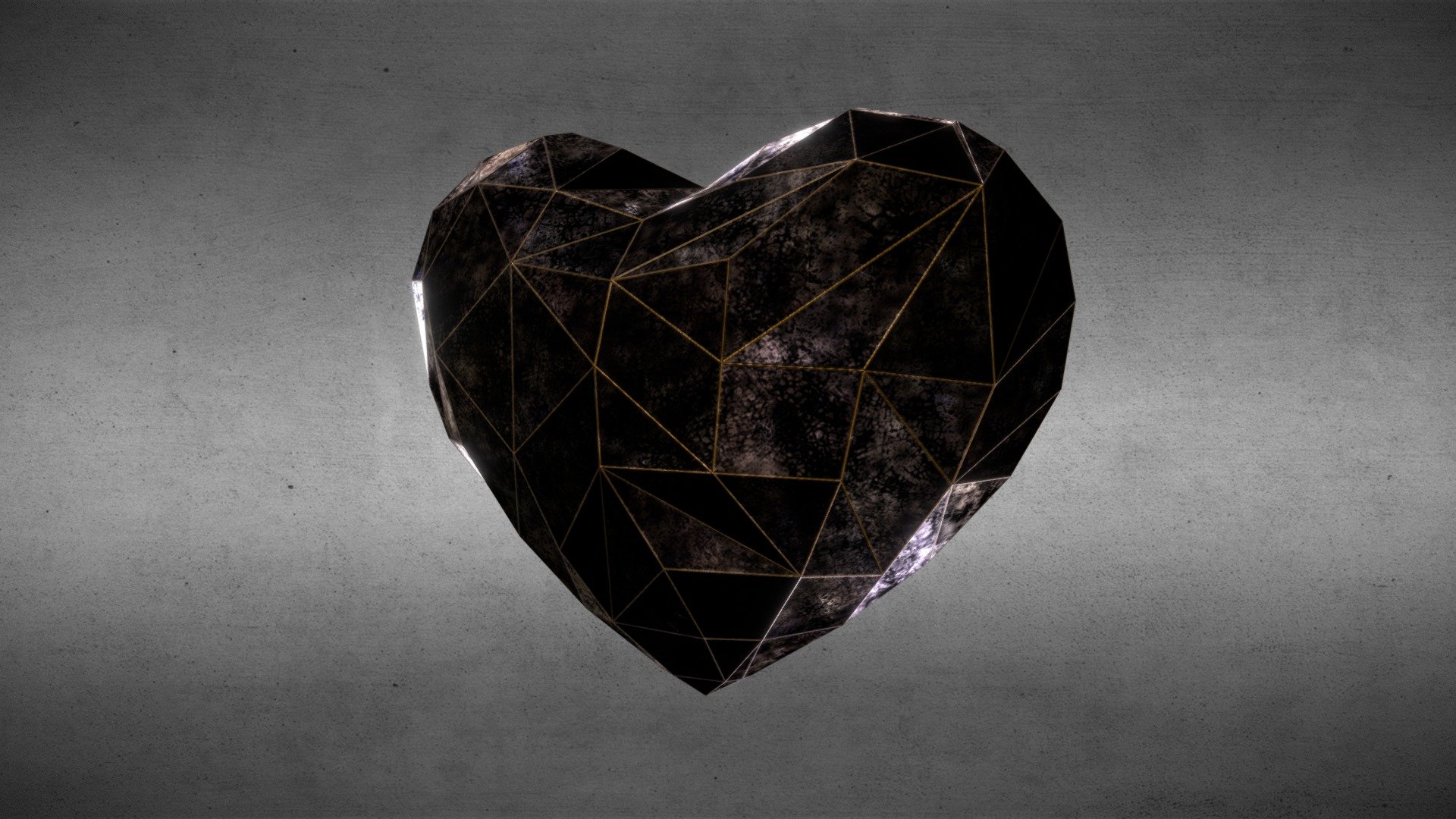 Black Crystal Heart 3d model