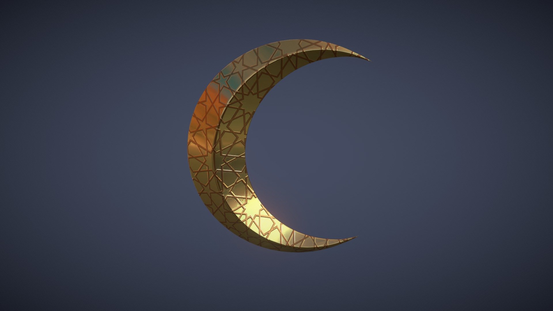 Golden Crescent with Ramadan Pattern 3d model