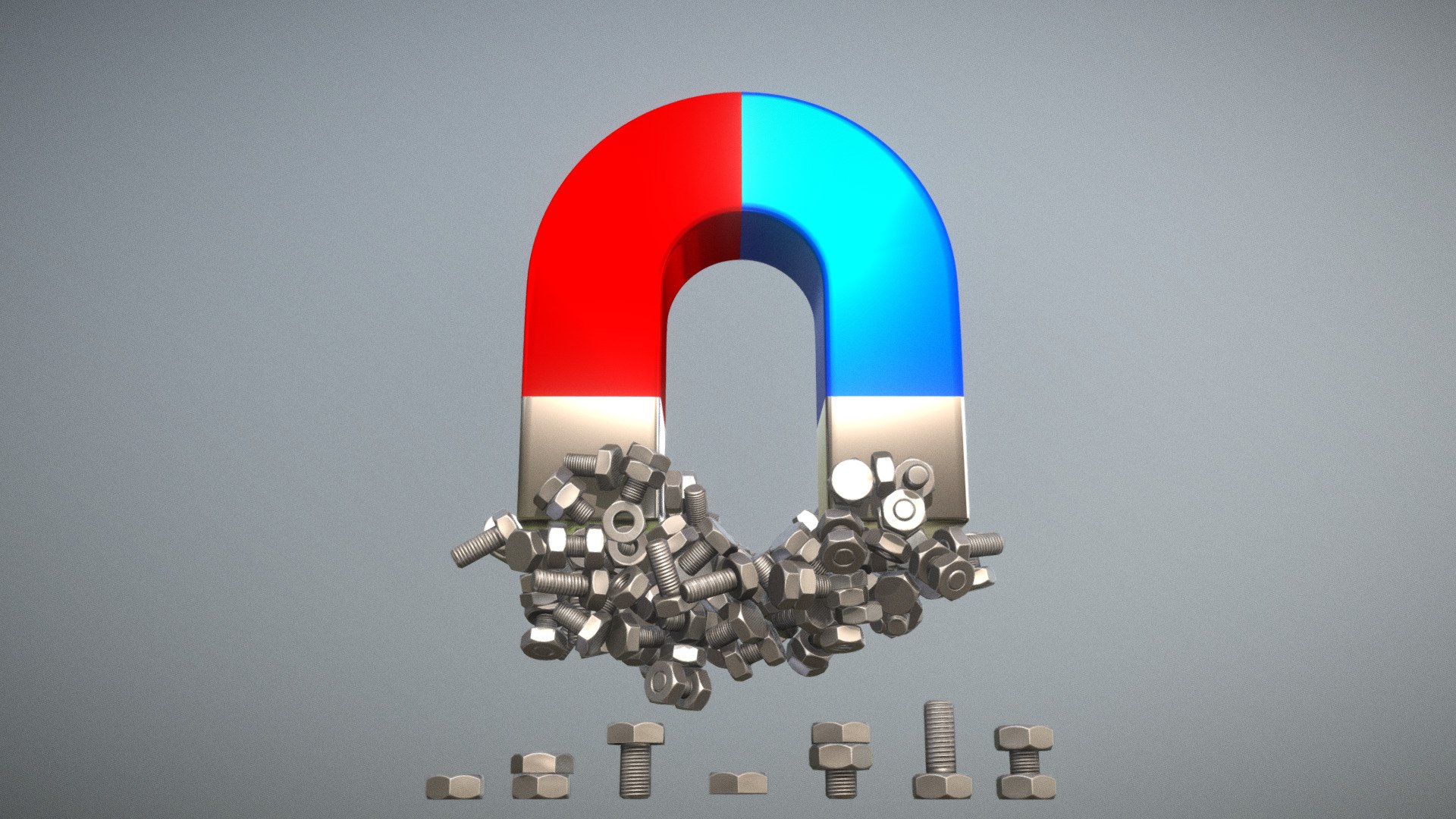 Low-Poly Nut And Bolt Components (Package 1) 3d model