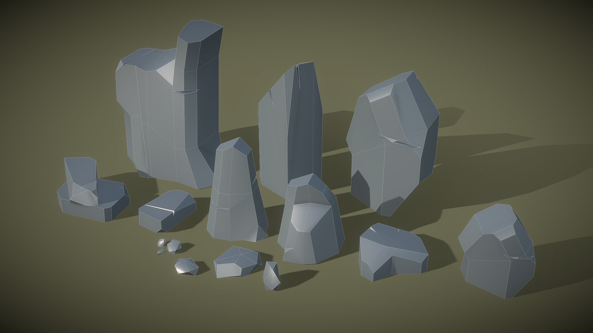 Lowpoly simple rocks 3d model