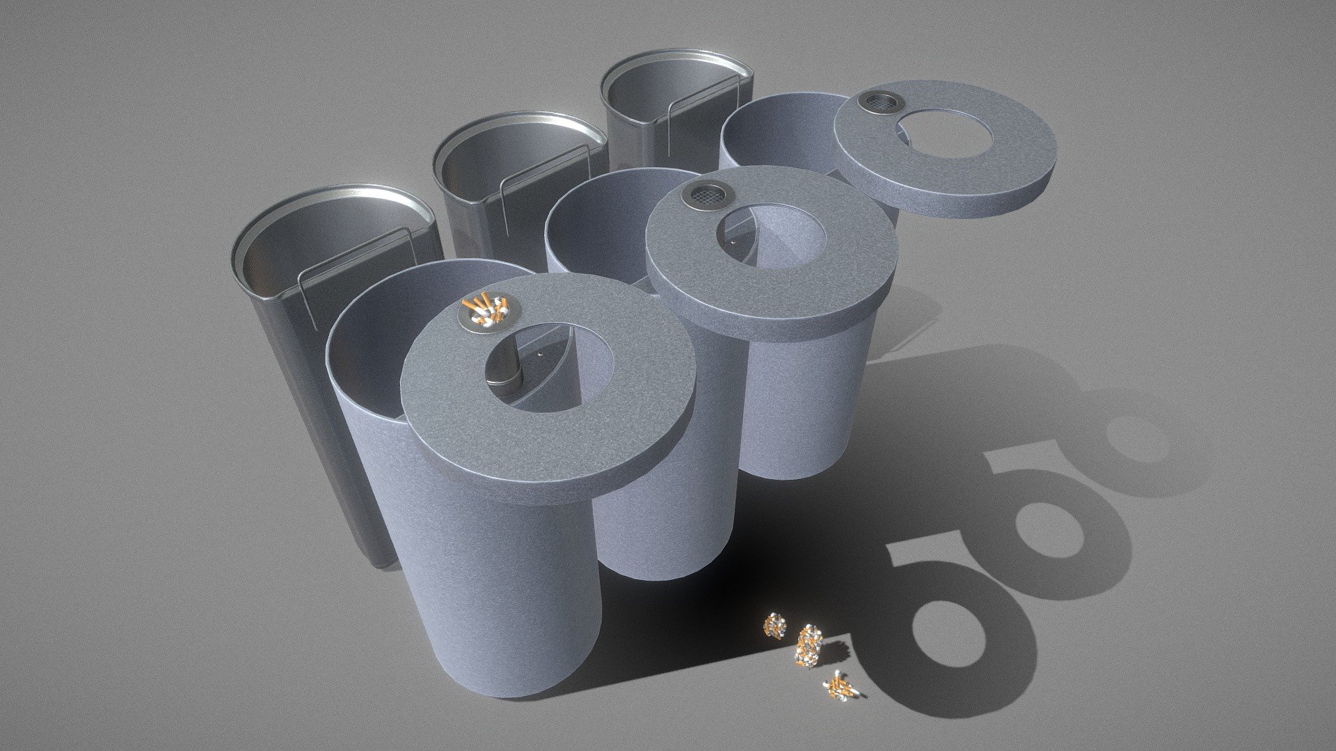 Animated Trash Can (Low-Poly Version-2) 3d model