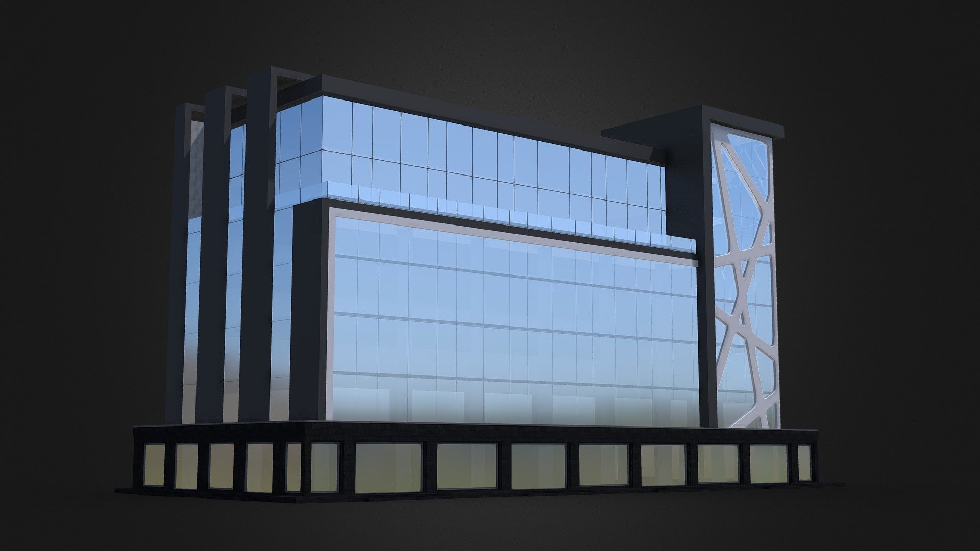 Modern Glass Building 3d model