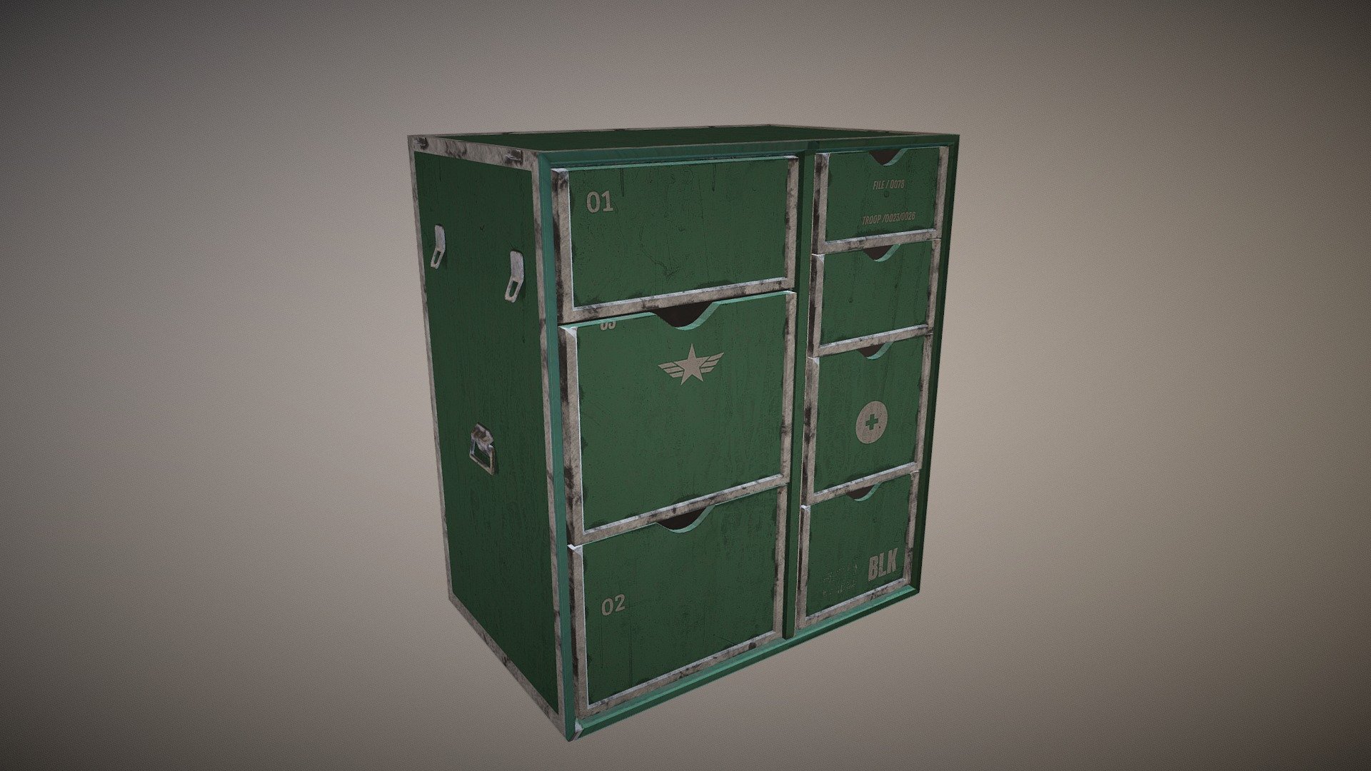 Military portable cabinet Low-poly 3D 3d model