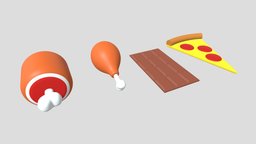 Cartoon Food Ham Chicken Leg Pizza Chocolate