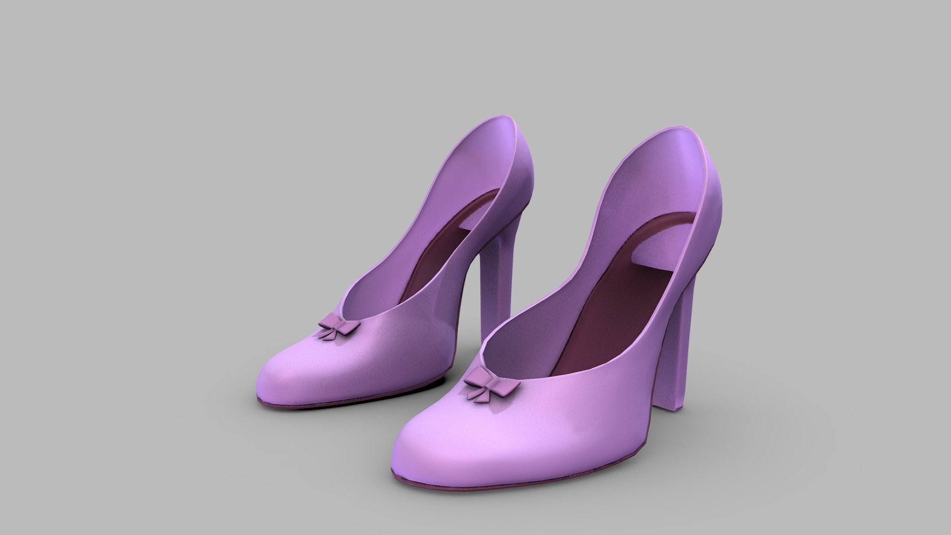 Female Cute Purple High Heels Shoes 3d model