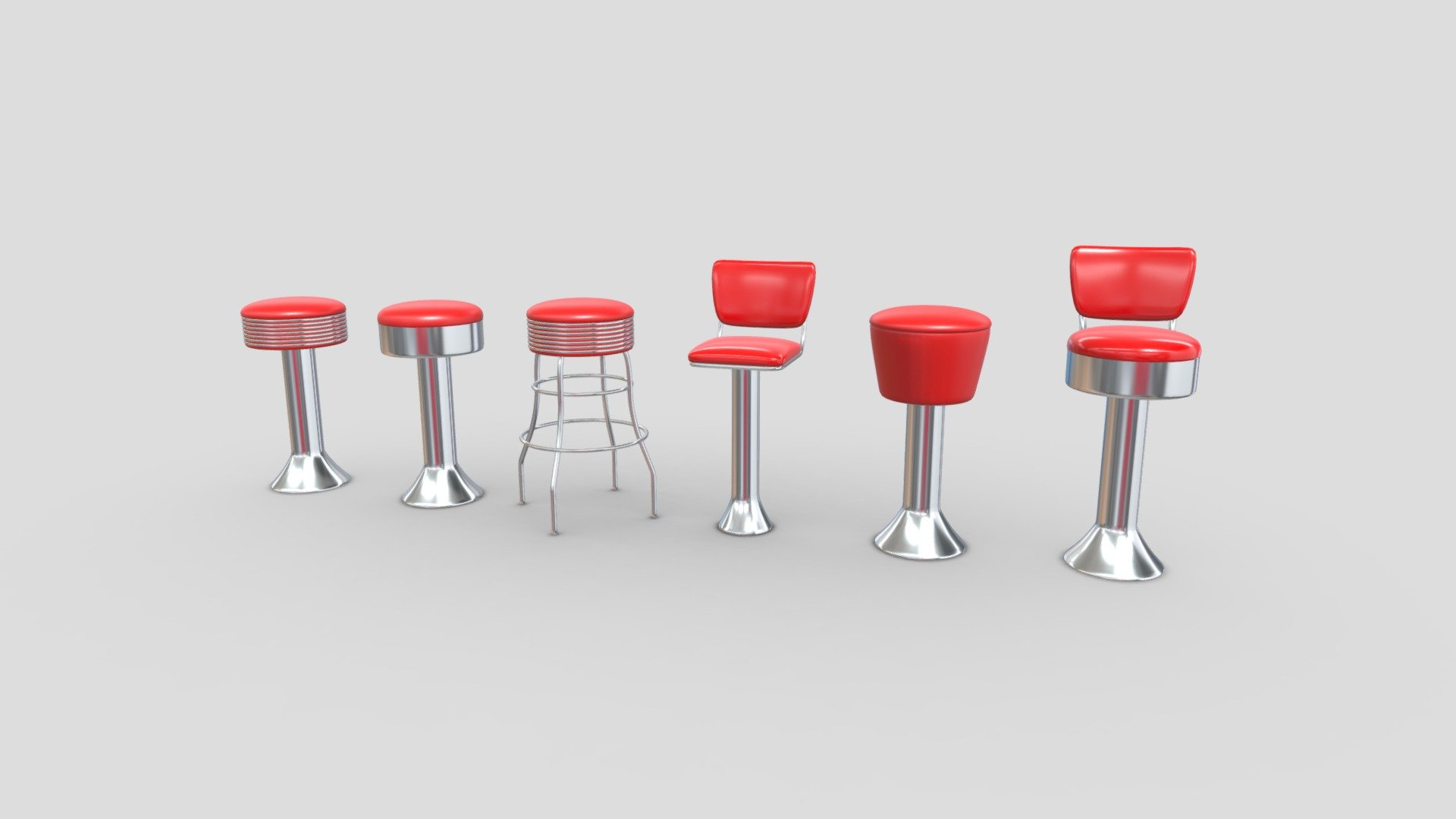 Retro Bar Stool Collection 3d model