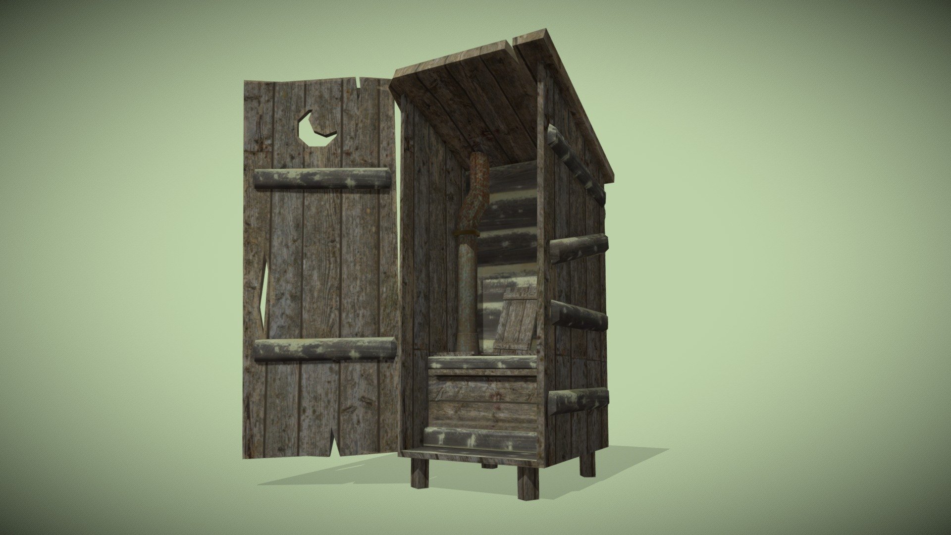 Wood Toilet Cabin 3d model