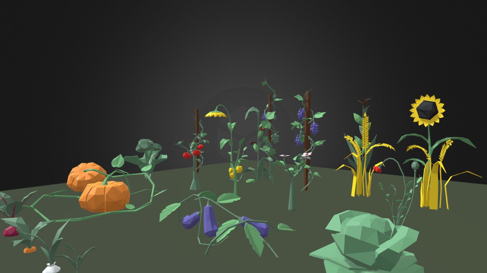 Farming Crops 3D Low Poly Pack 3d model