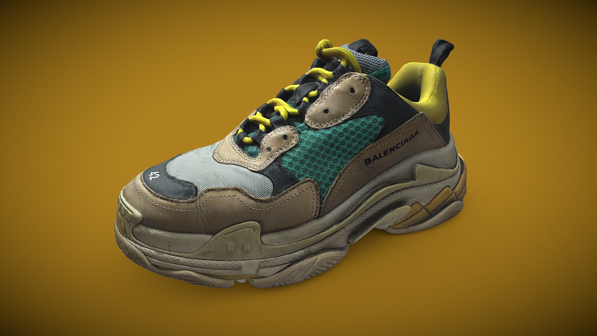 Balenciaga Triple S Yellow Green 3d model